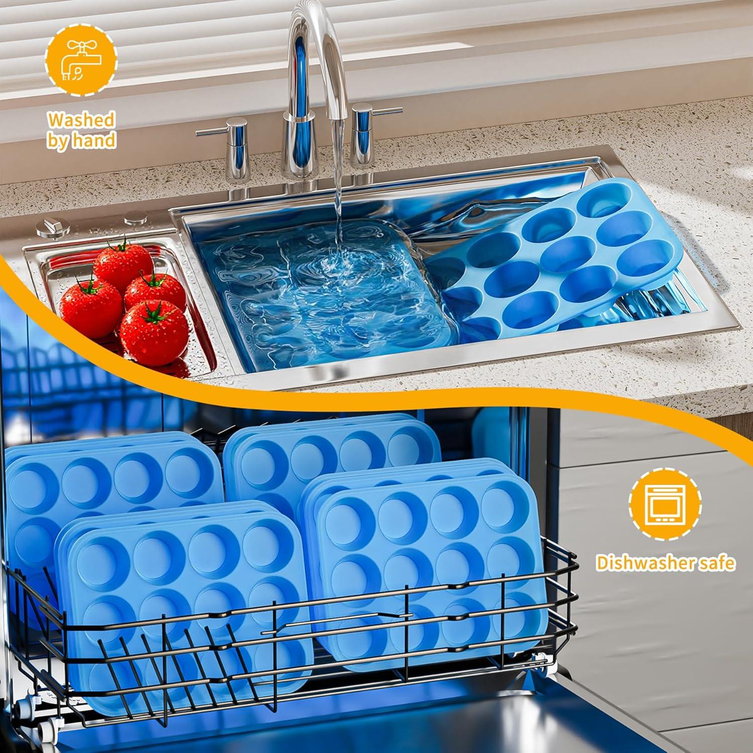 Molde de Silicona para Muffins Bangp 12 Tazas Antiadherente