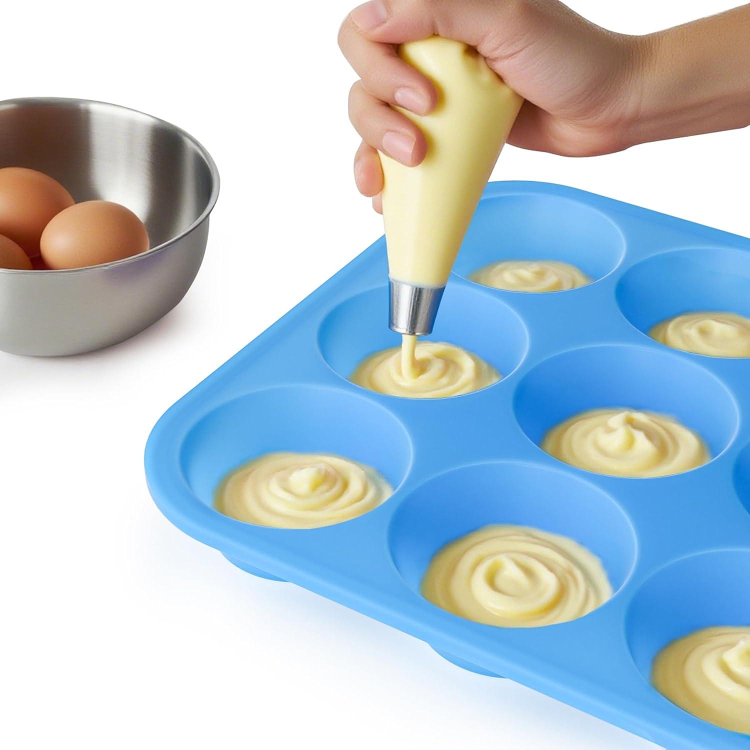 Molde de Silicona para Muffins Bangp 12 Tazas Antiadherente