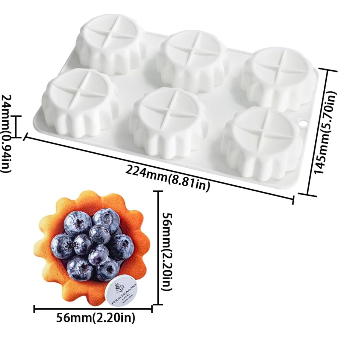 Molde de Silicona para Postres 6 Cavidades Genérico - Tartaleta, Mousse