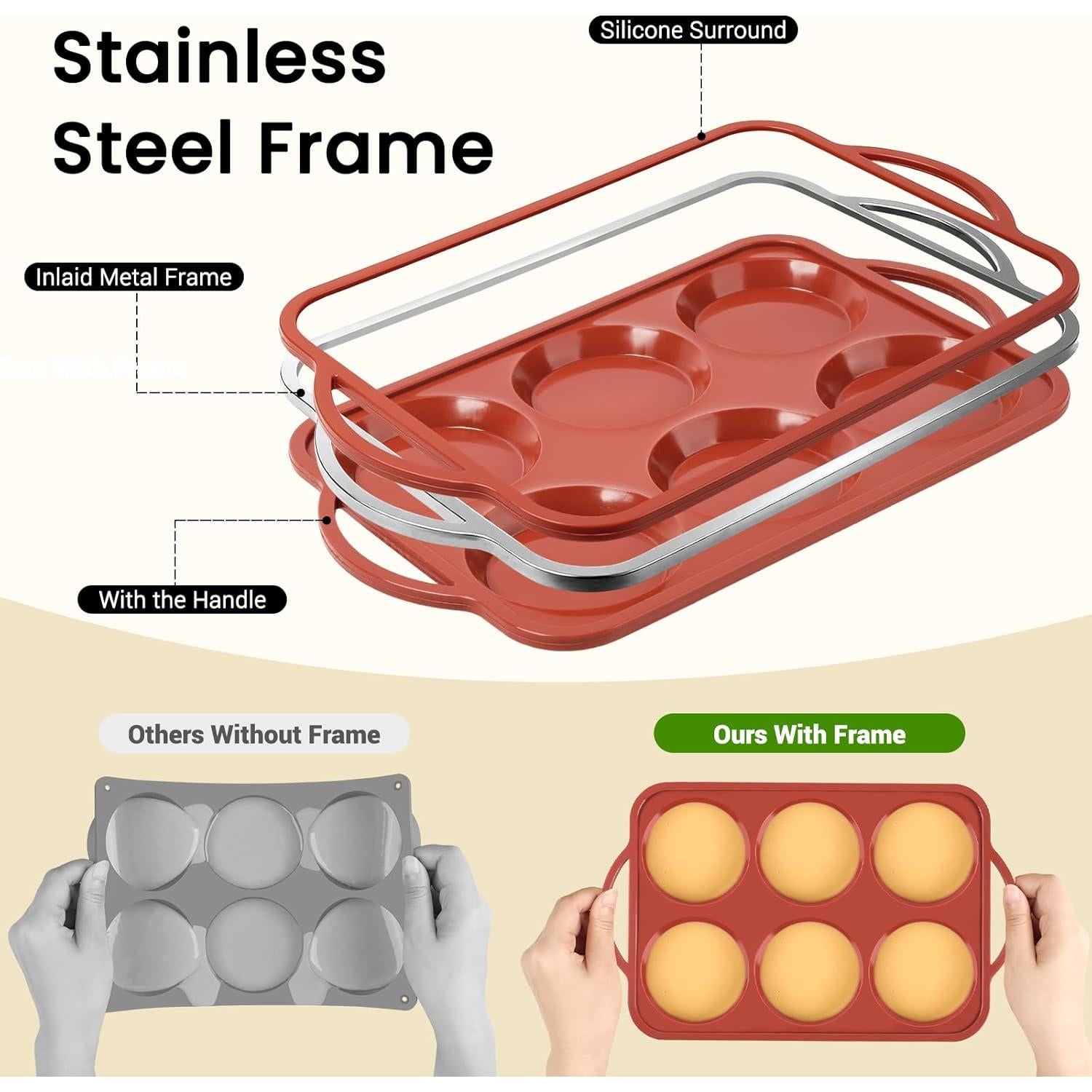 Molde de Silicona Jumbo JOERSH para Muffin 6 Tazas 10.2 cm