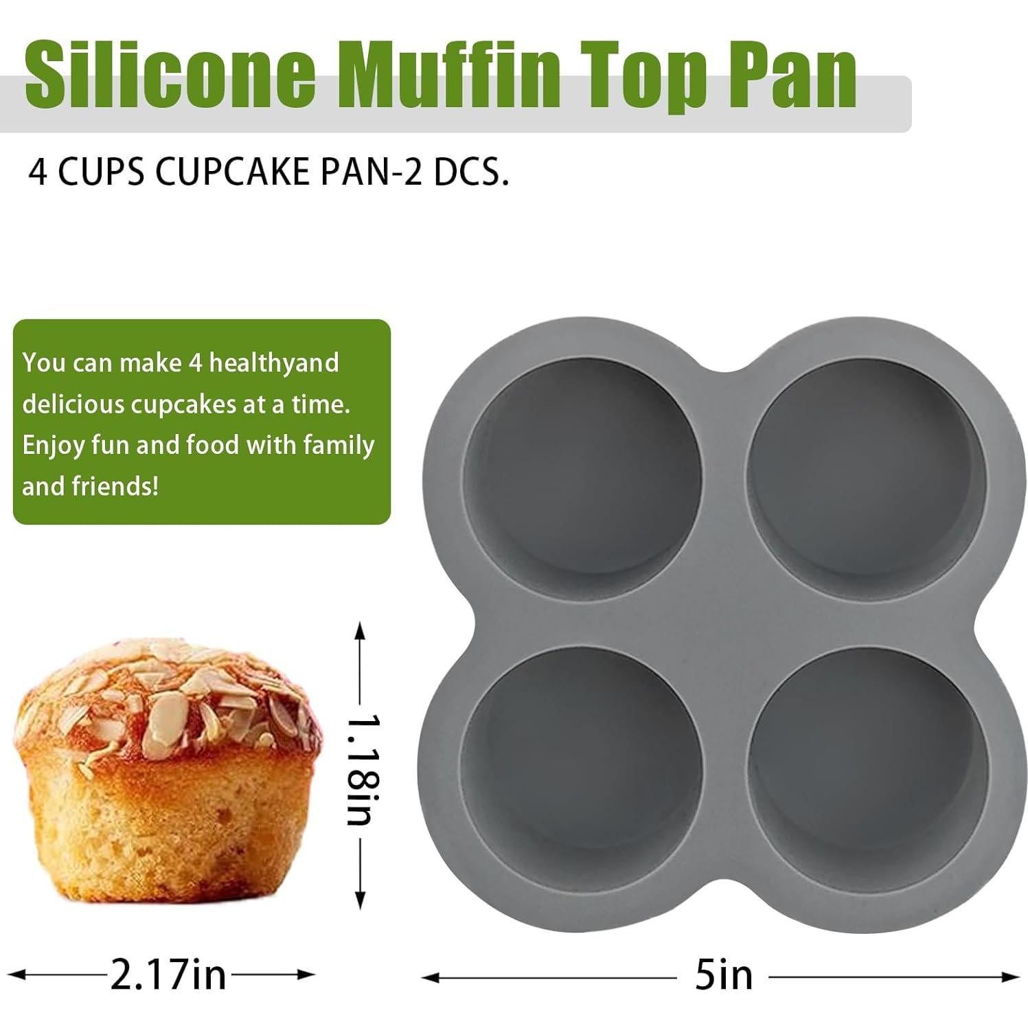 Moldes de Silicona para Muffins HXLVENDORS - 4 Tazas Rojo y Gris