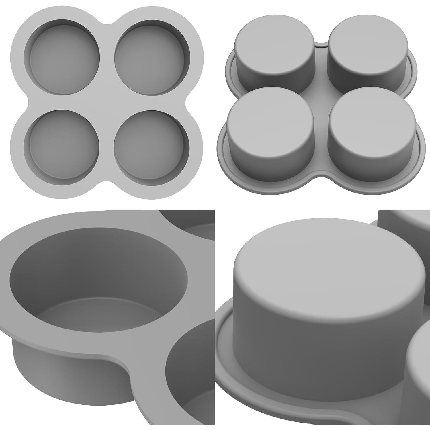 Moldes de Silicona para Muffins HXLVENDORS - 4 Tazas Rojo y Gris