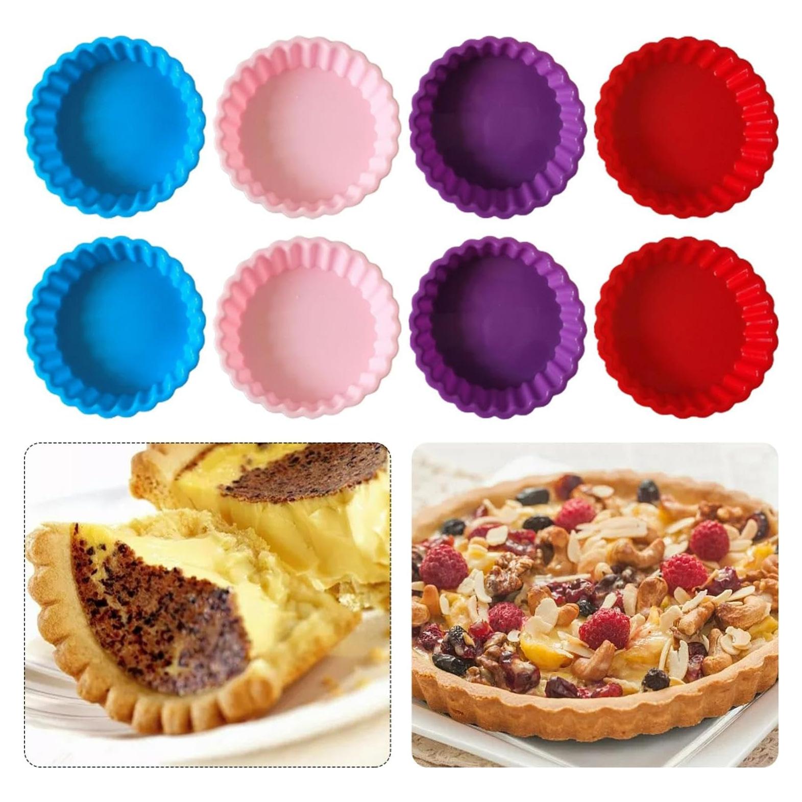 Molde de Quiche de Silicona QKDS - Paquete de 8 Moldes Redondos 10.8 cm