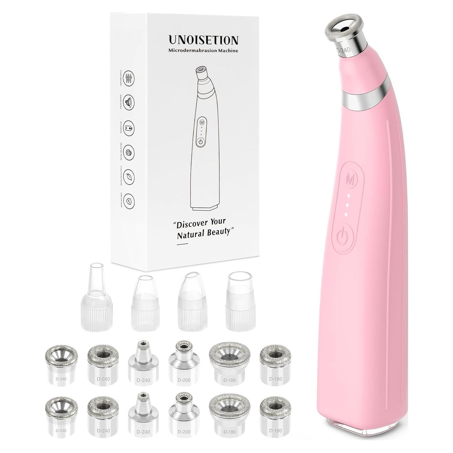 Máquina de Microdermoabrasi&oacute;n UNOISETION Rosa Portátil 12 Puntas