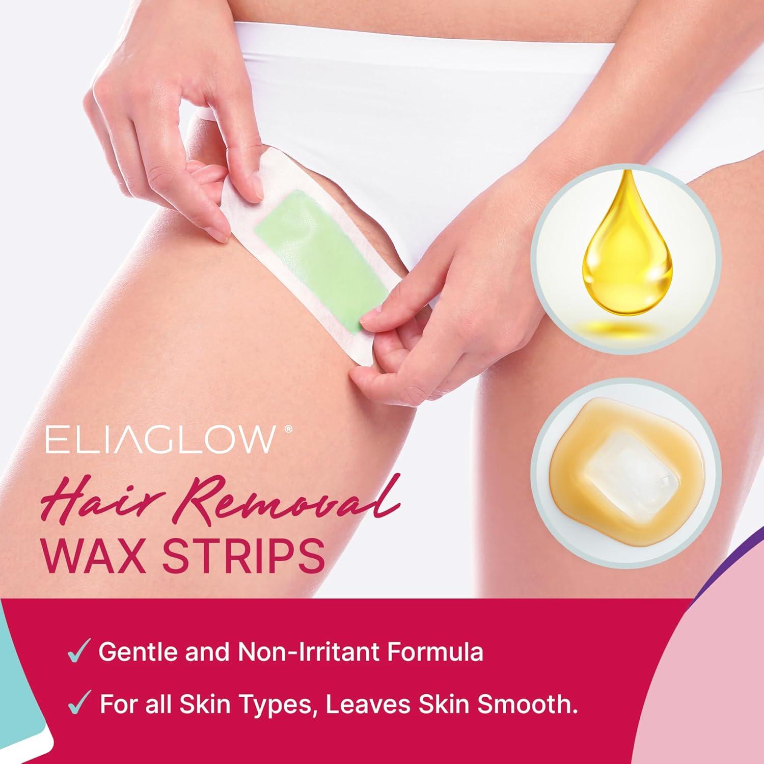 Cintas de Cera para Depilación ELIAGLOW 60 Piezas Hipoalergénicas