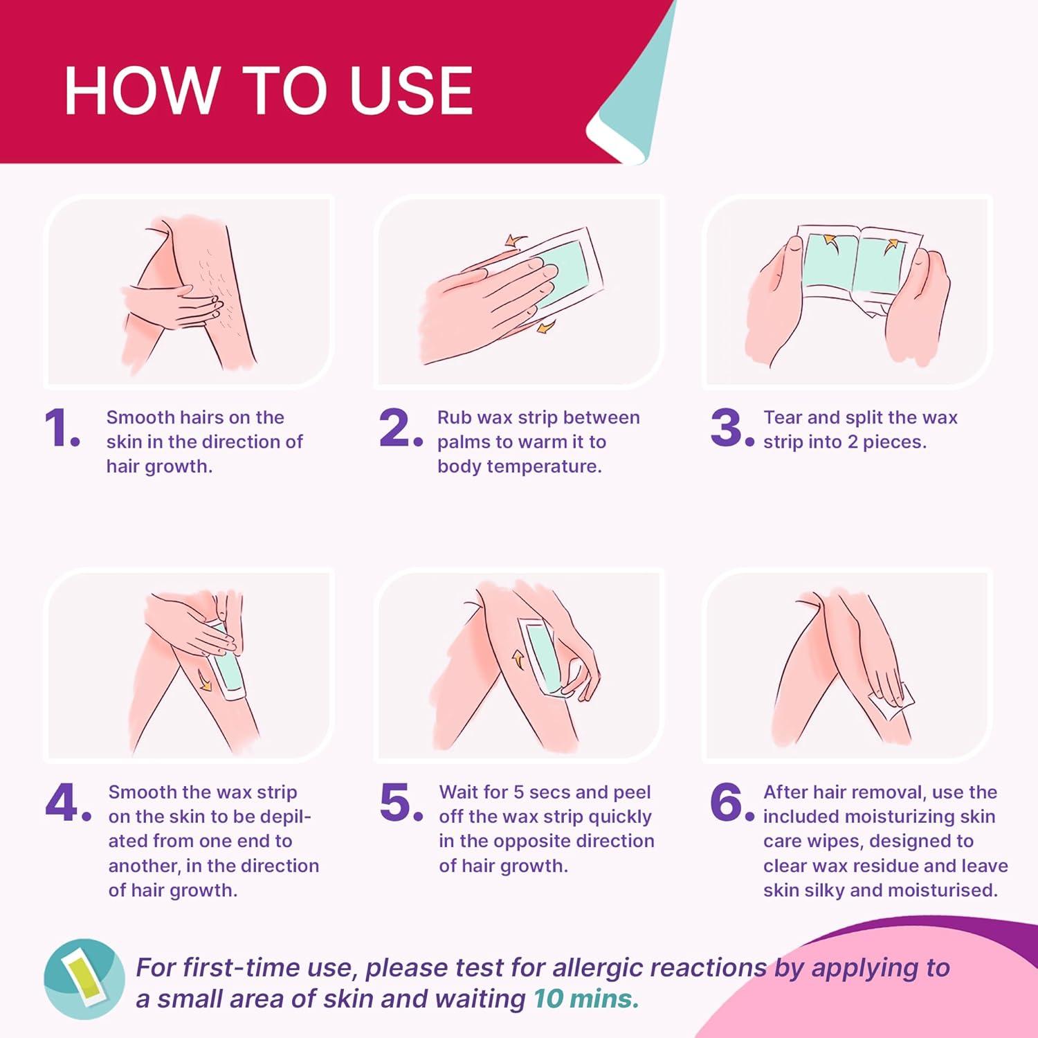 Cintas de Cera para Depilación ELIAGLOW 60 Piezas Hipoalergénicas