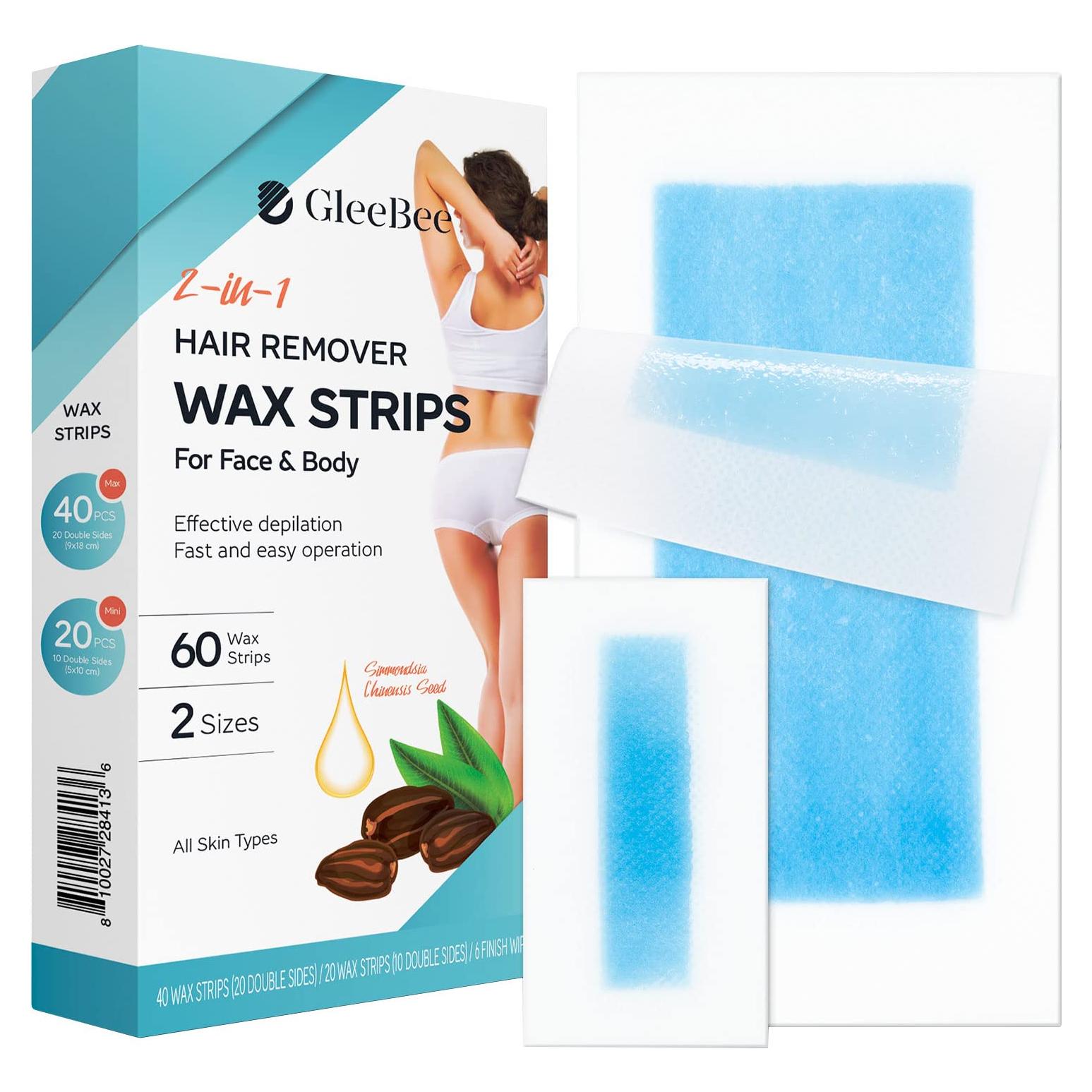 Cintas de Cera GleeBee 60 Piezas para Eliminación de Vello