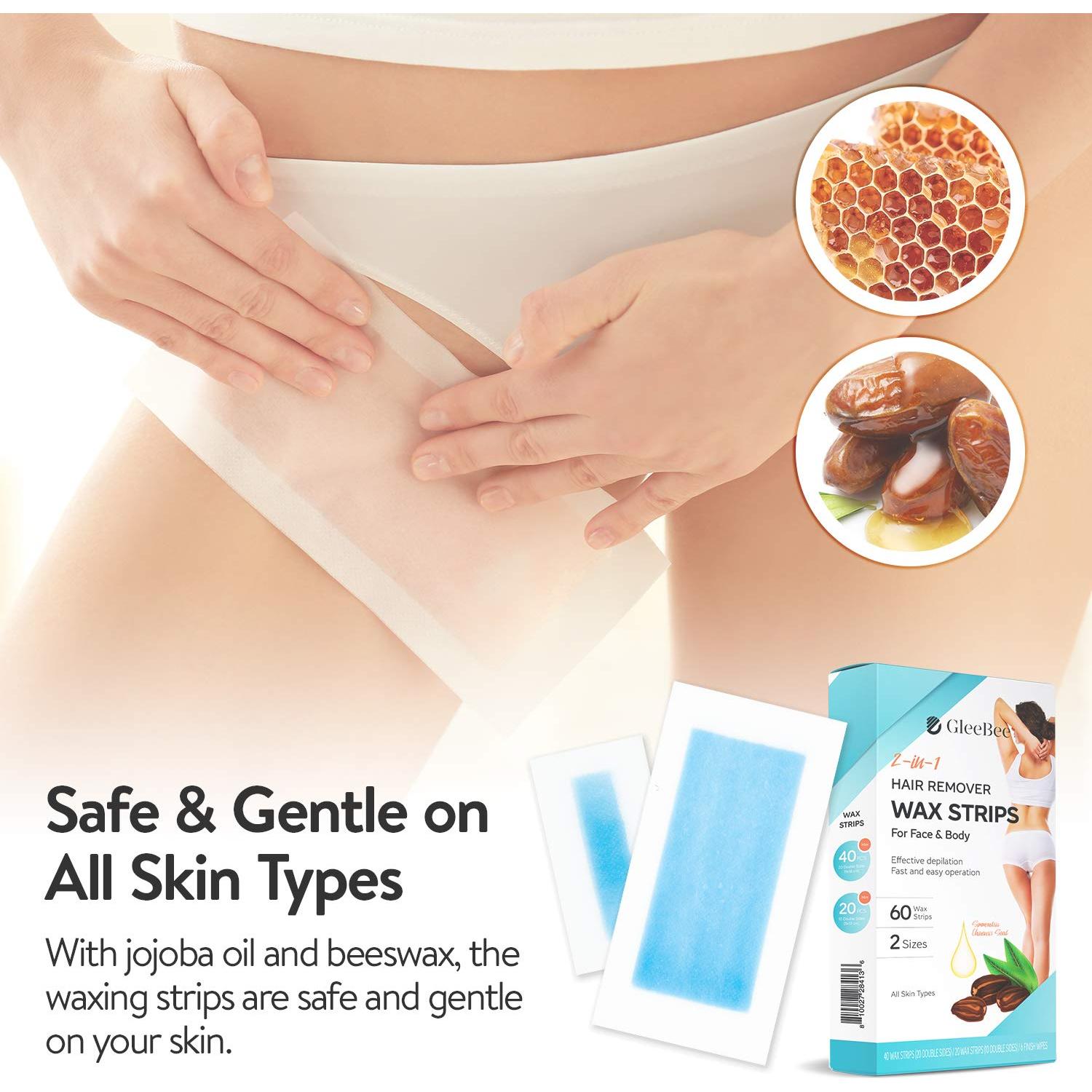 Cintas de Cera GleeBee 60 Piezas para Eliminación de Vello