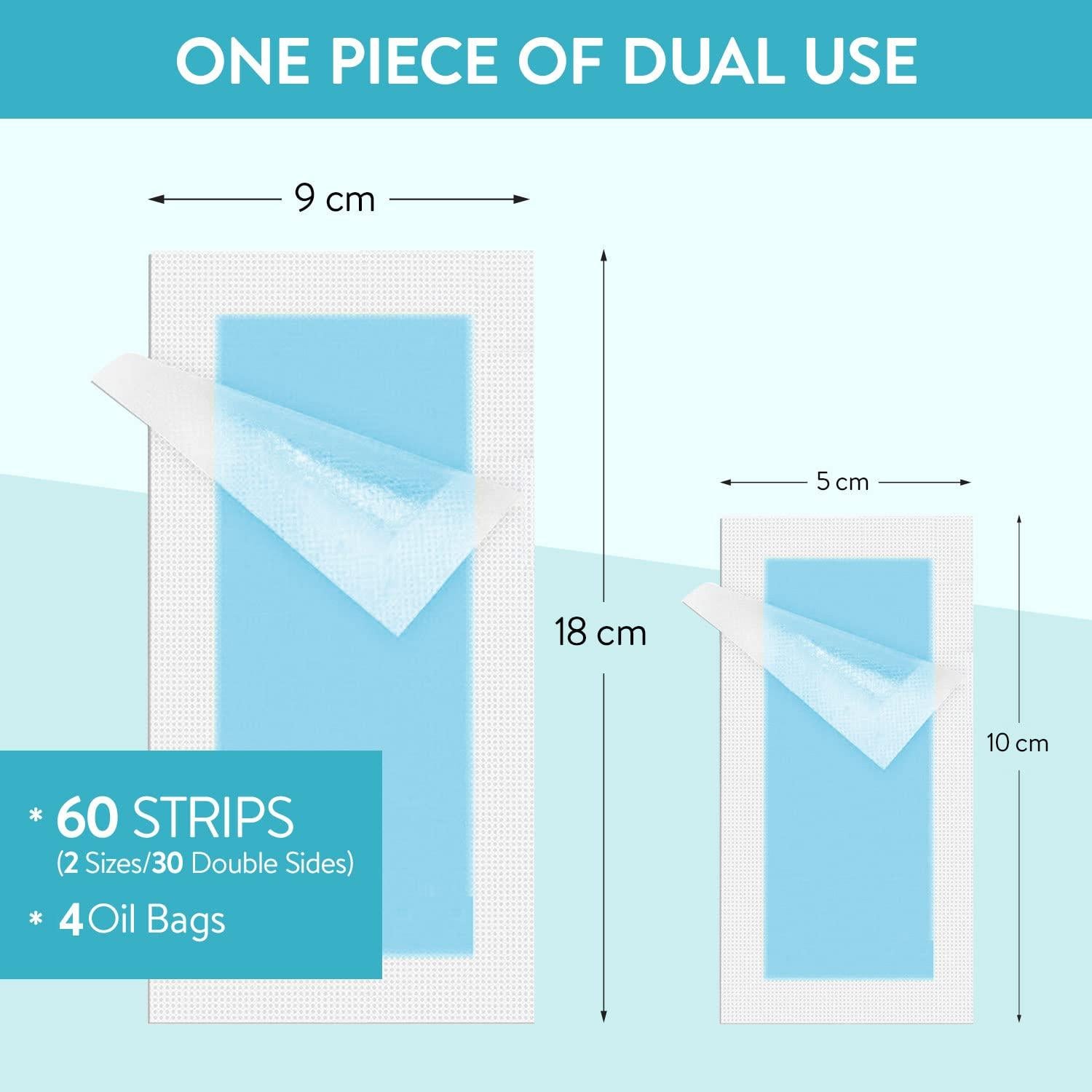 Cintas de Cera GleeBee 60 Piezas para Eliminación de Vello