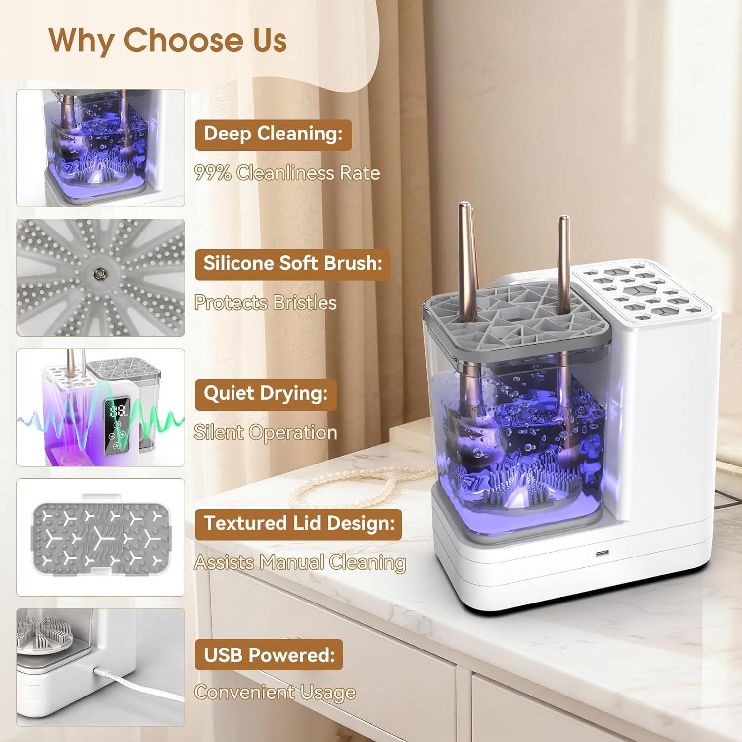 Máquina Limpiadora y Secadora de Brochas de Maquillaje USB 5-en-1