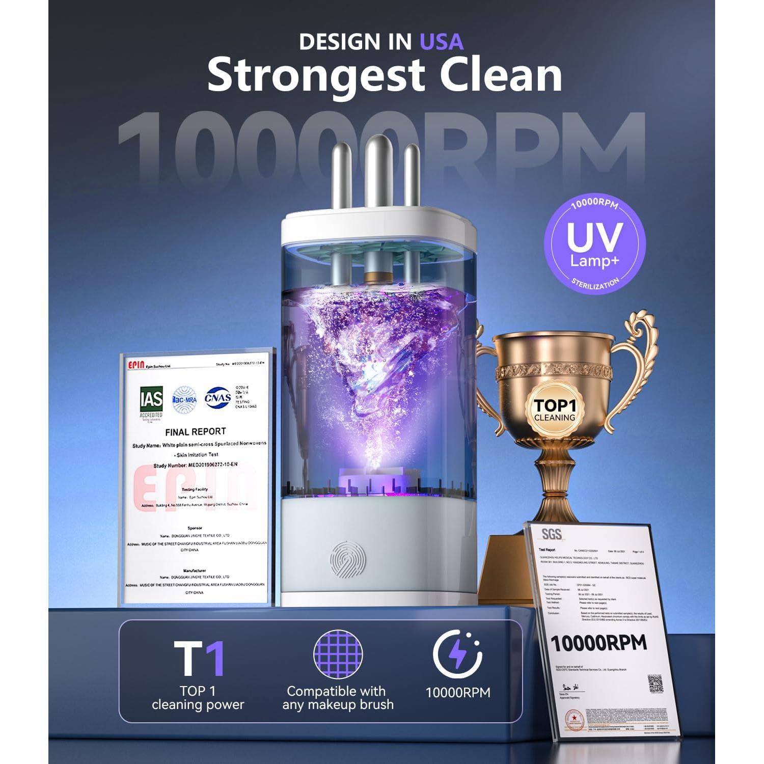 Limpiadora de Brochas de Maquillaje MSDQQTIY 10,000 RPM