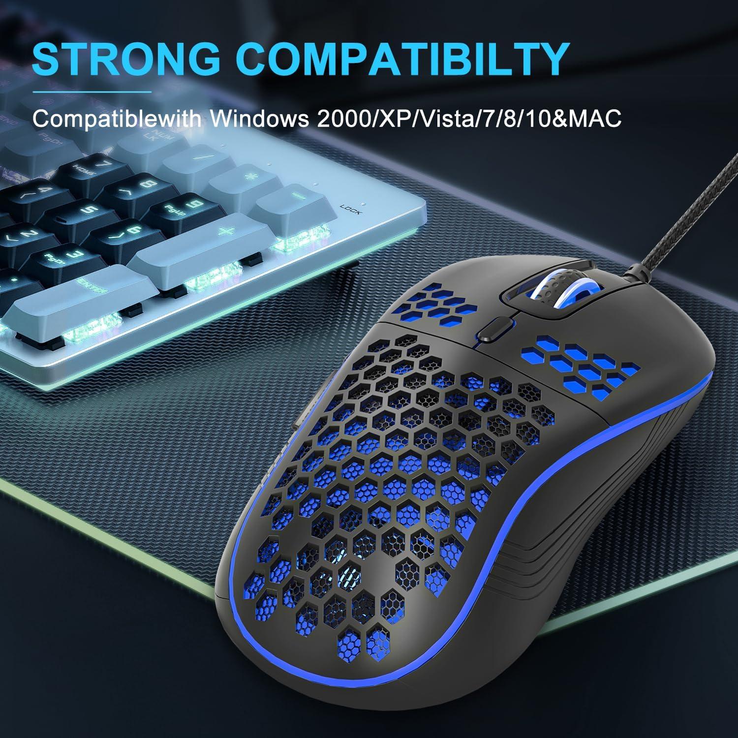 Ratón Gaming Con Cable AVMTON RGB Ergonómico 6 Botones