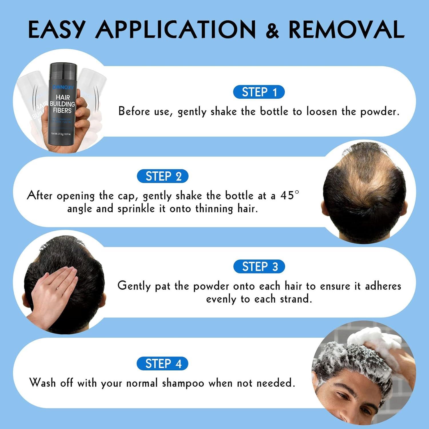 Fibras para Cabello OWNOXY 27.5g - Marrón Oscuro, Engrosar Cabello