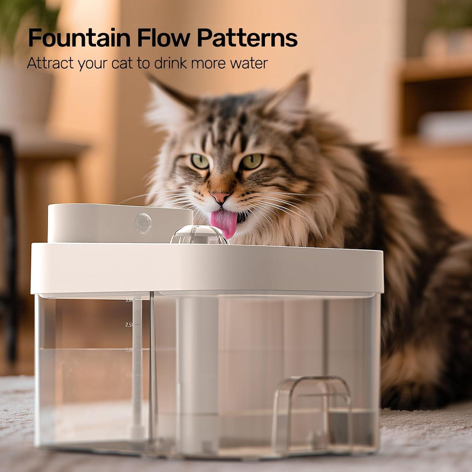 Fuente de Agua para Gatos HAPAW 3L, Sin Filtro, Wi-Fi, Batería 5000mAh