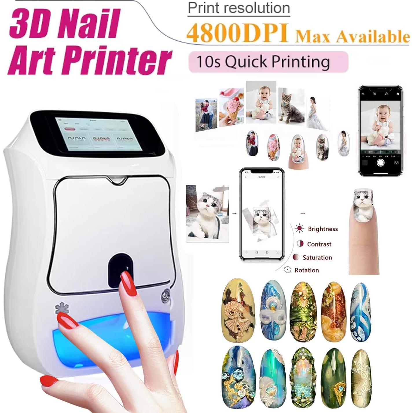 Impresora de Uñas 3D Inteligente Flatpincololee 4800DPI