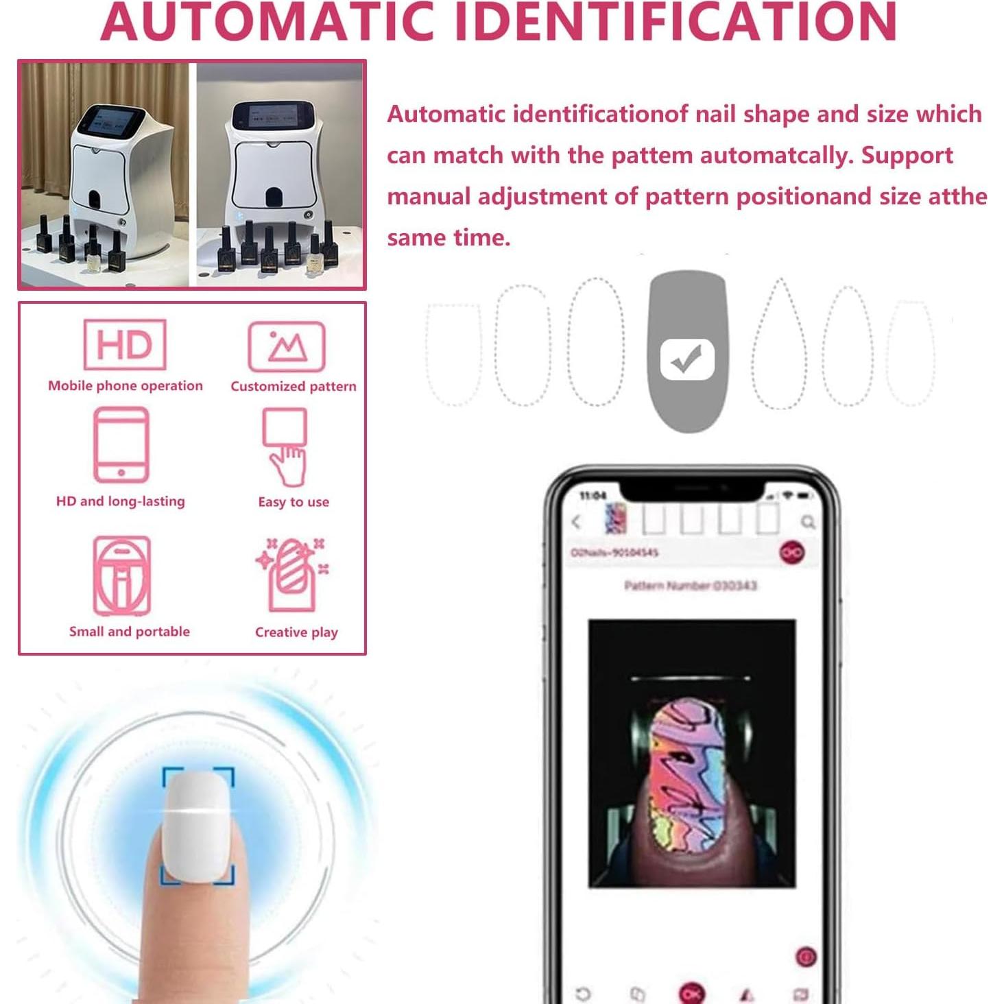 Impresora de Uñas 3D Inteligente Flatpincololee 4800DPI
