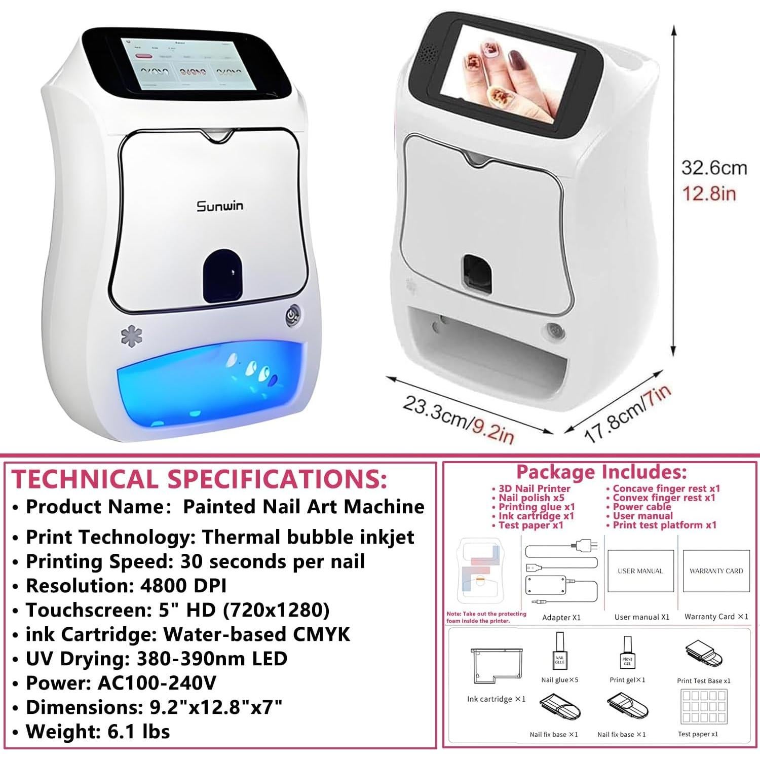 Impresora de Uñas 3D Inteligente Flatpincololee 4800DPI