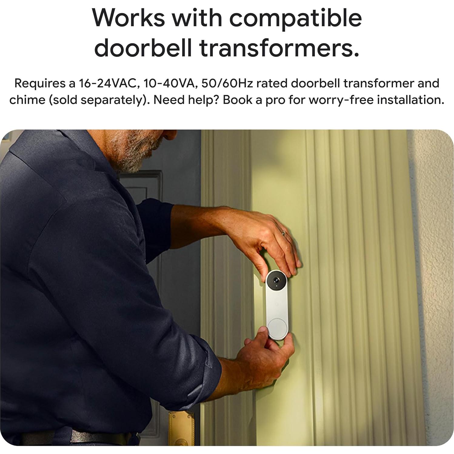 Timbre Google Nest con cable 3ra Gen 2K HDR Hazel