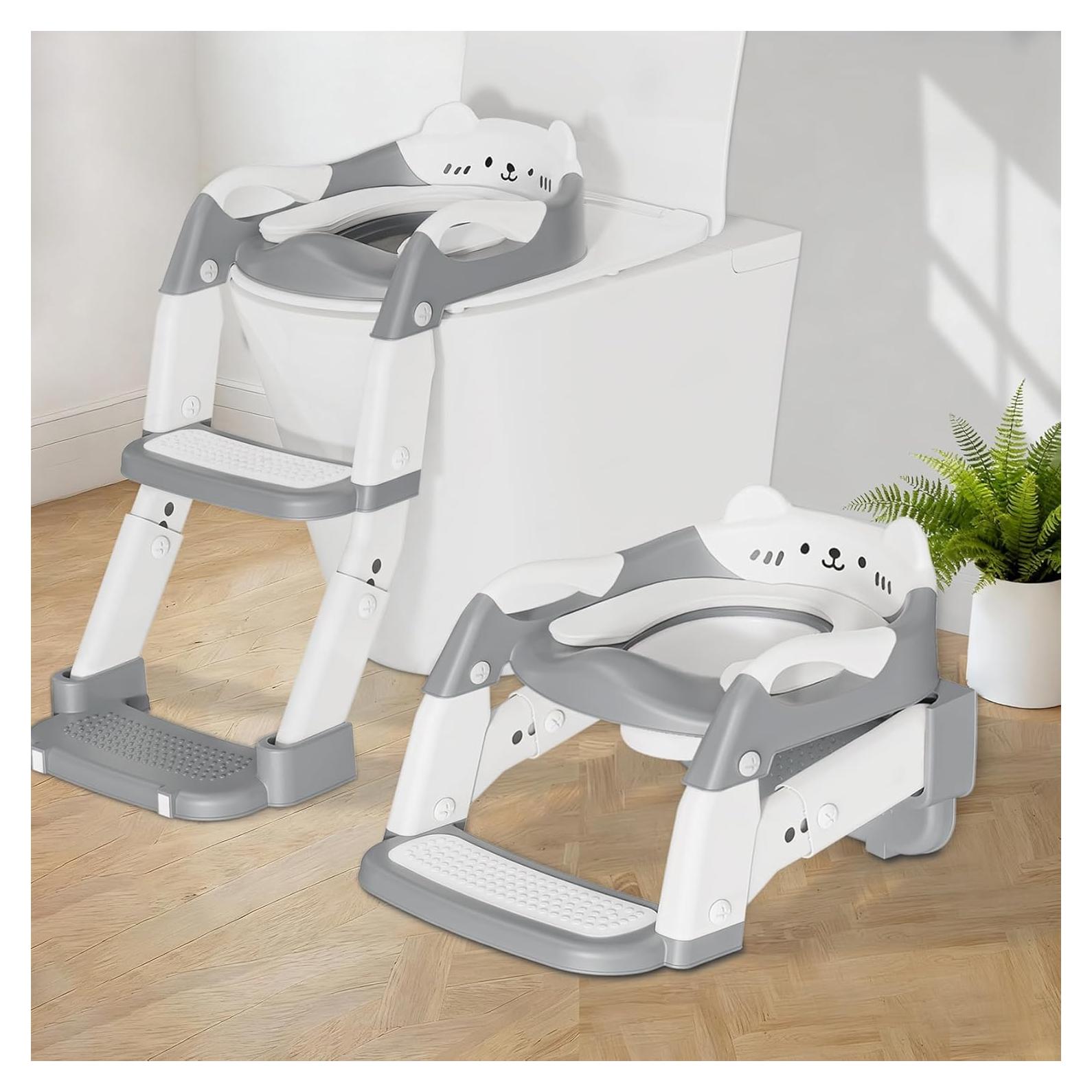 Asiento de Entrenamiento para Baño CandyHome Gris 3-en-1 Ajustable