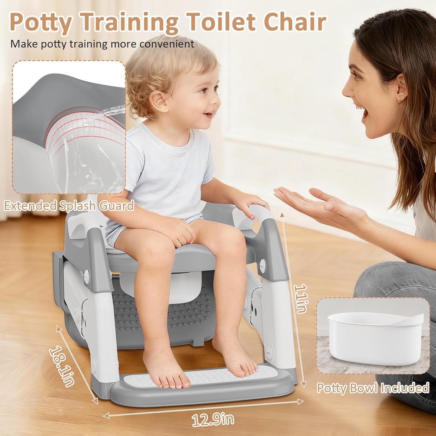 Asiento de Entrenamiento para Baño CandyHome Gris 3-en-1 Ajustable