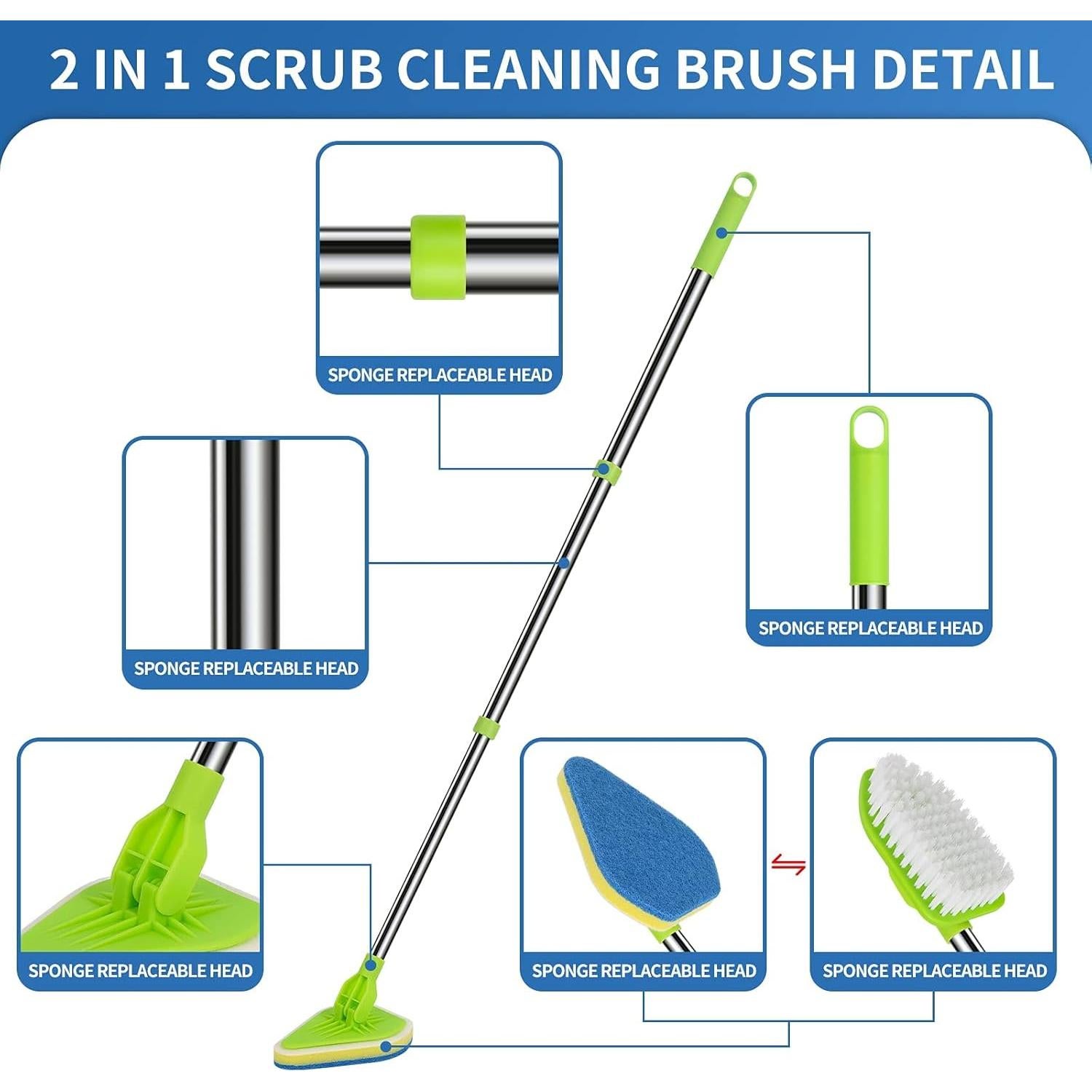 Cepillo de limpieza 2 en 1 JDNOZW con mango extensible 94 cm