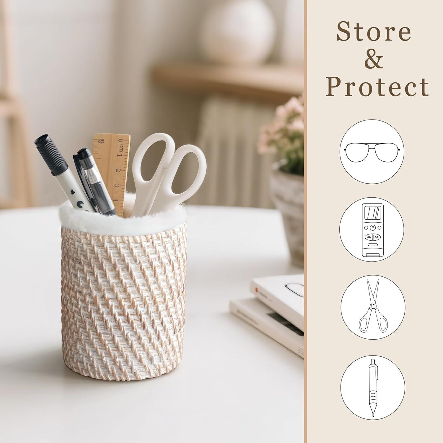 Soporte para Gafas Mkono de Ratan con Forro de Peluche 8.89 cm