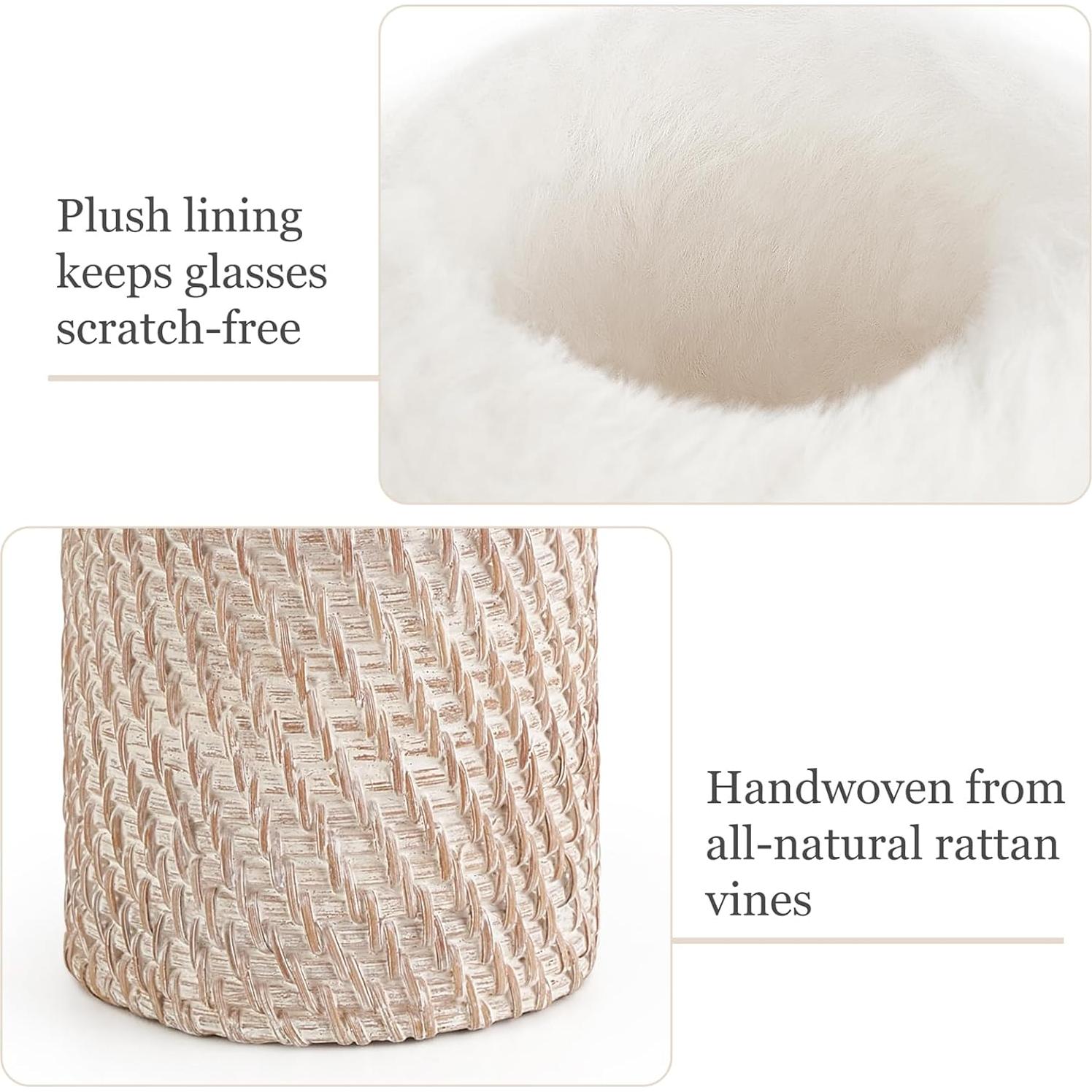 Soporte para Gafas Mkono de Ratan con Forro de Peluche 8.89 cm