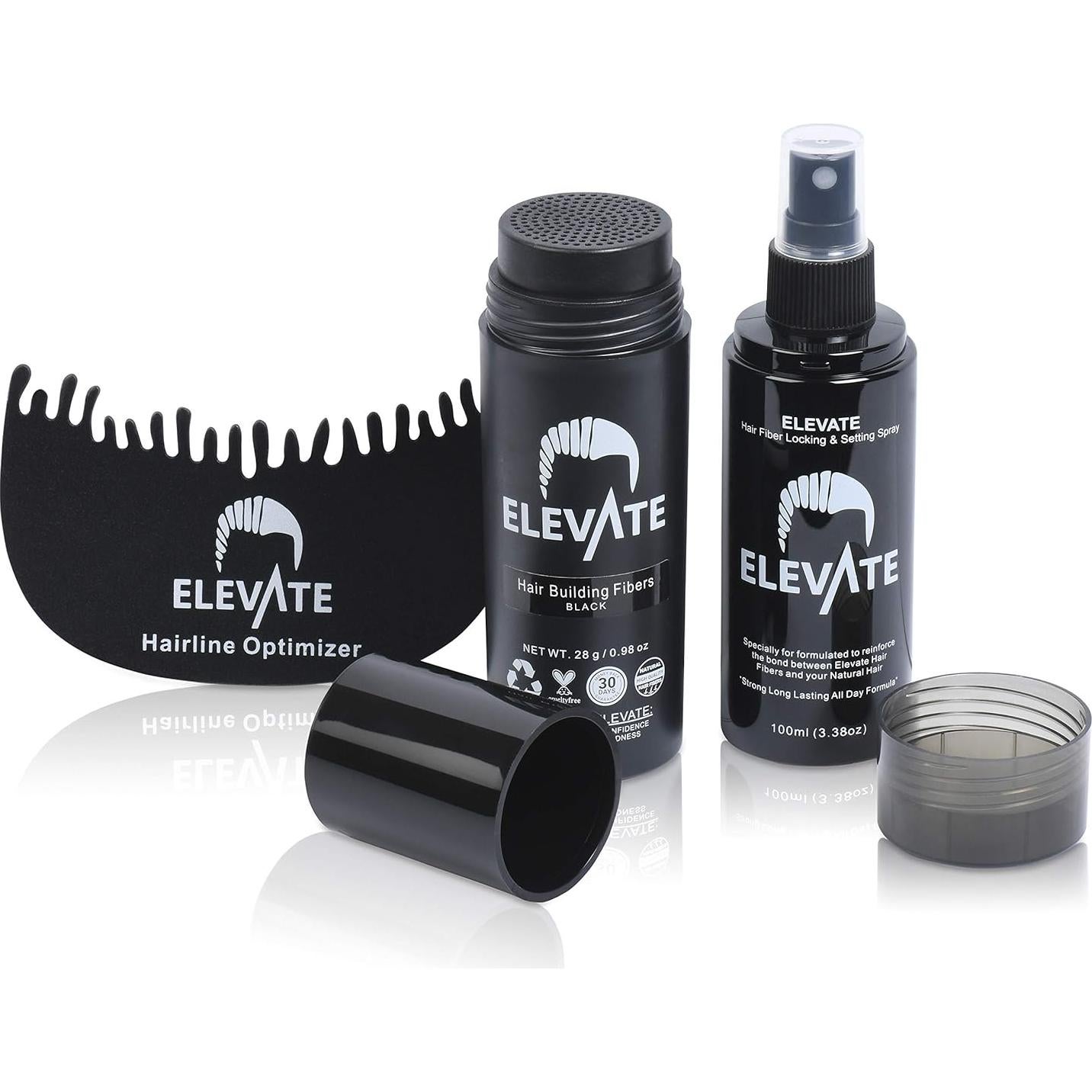 Kit 3 en 1 Elevate para Cabello Fino - Fibras, Spray y Peine