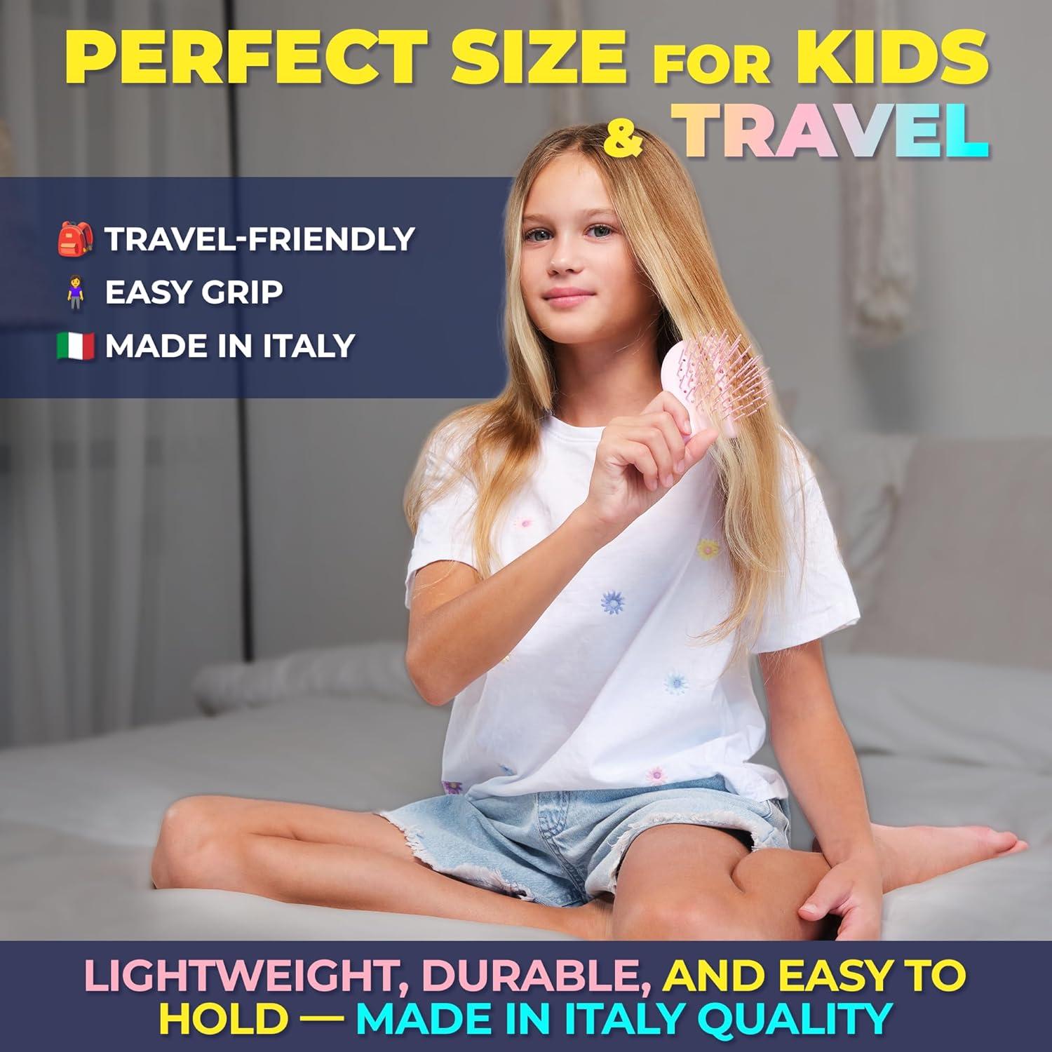 Cepillo Mini Janeke para Niños - Antiestático Rosa Claro