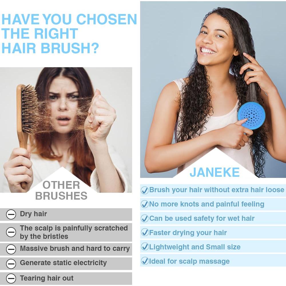 Cepillo Mini Janeke Superbrush - Antiestático, Ventilado, Azul