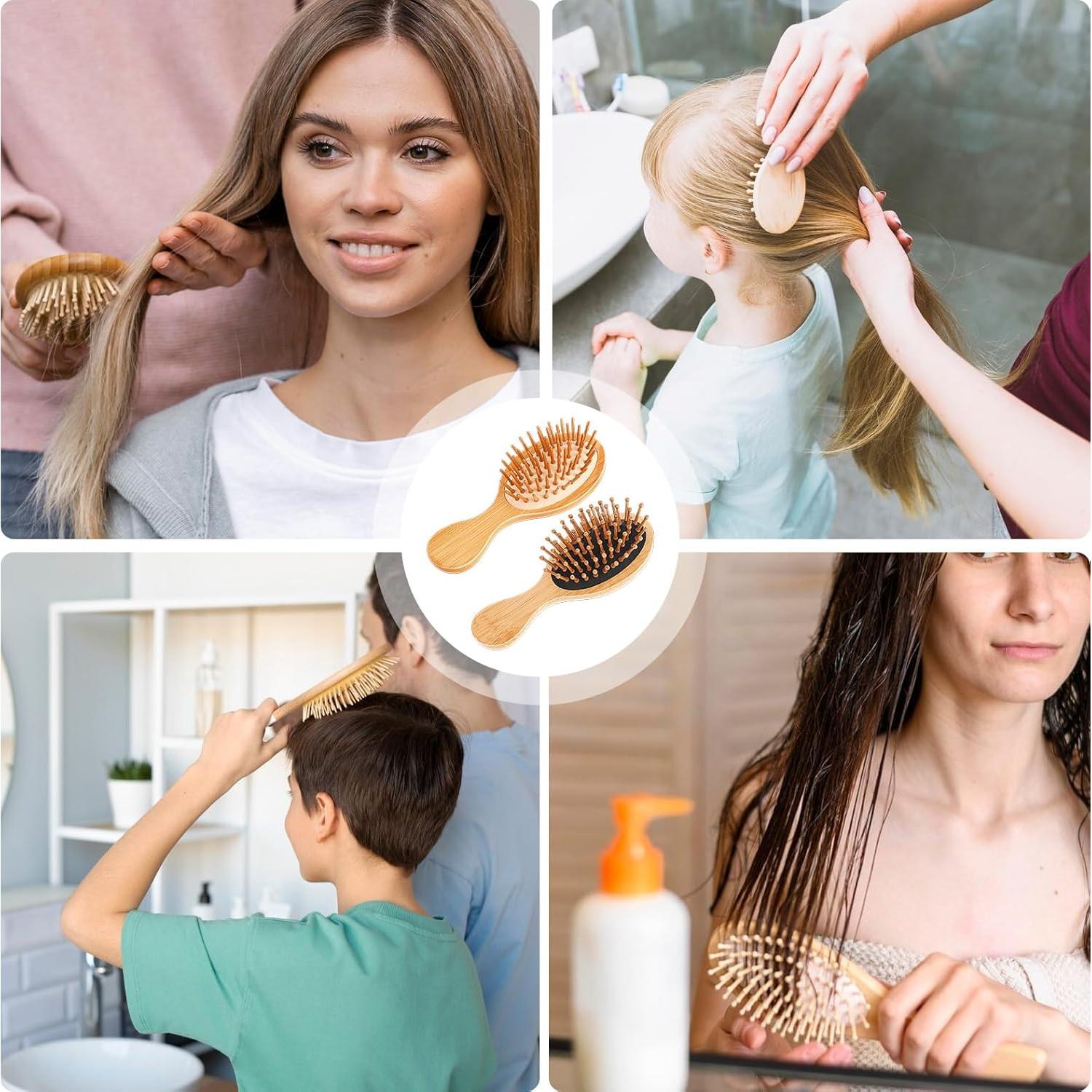 Cepillo de Pelo de Madera Natural Zyghjort - 2 Piezas, Antiestático