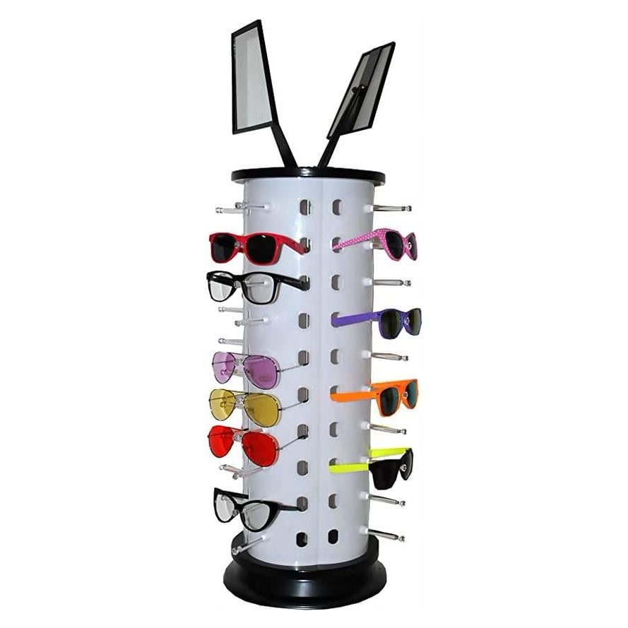 Exhibidor giratorio para 40 gafas con espejo ajustable