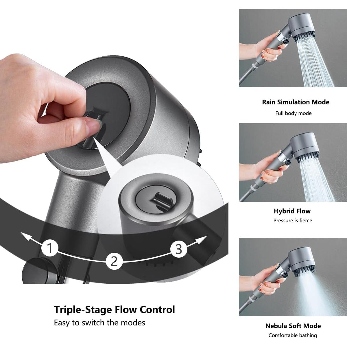 Cabezal de Ducha Filtrado Mankoda con 3 Modos y 12 Filtros