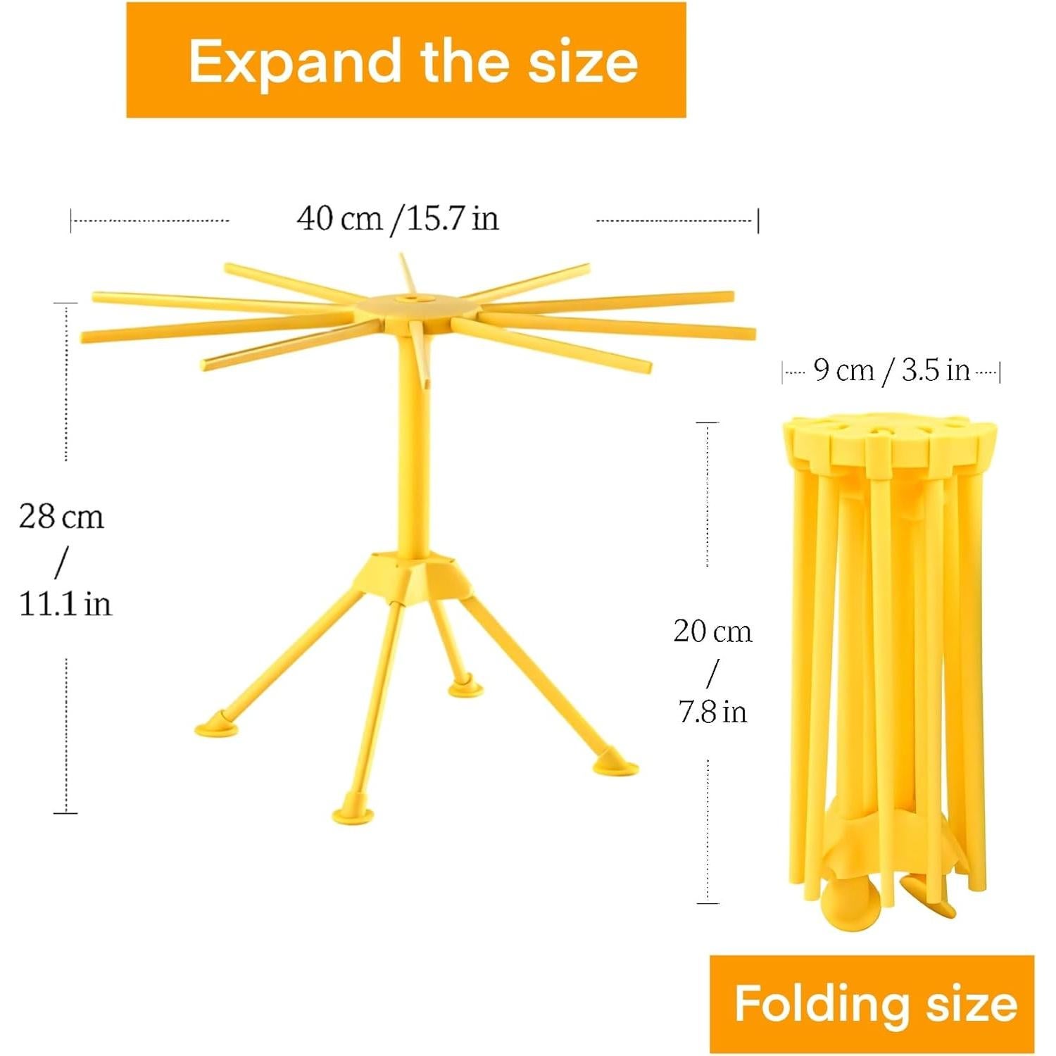 Soporte Plegable para Secar Pasta Genérico Amarillo 10 Brazos