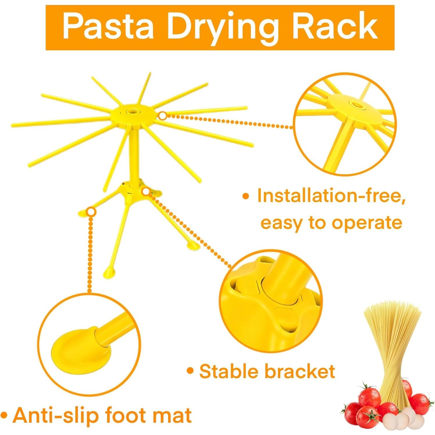 Soporte Plegable para Secar Pasta Genérico Amarillo 10 Brazos