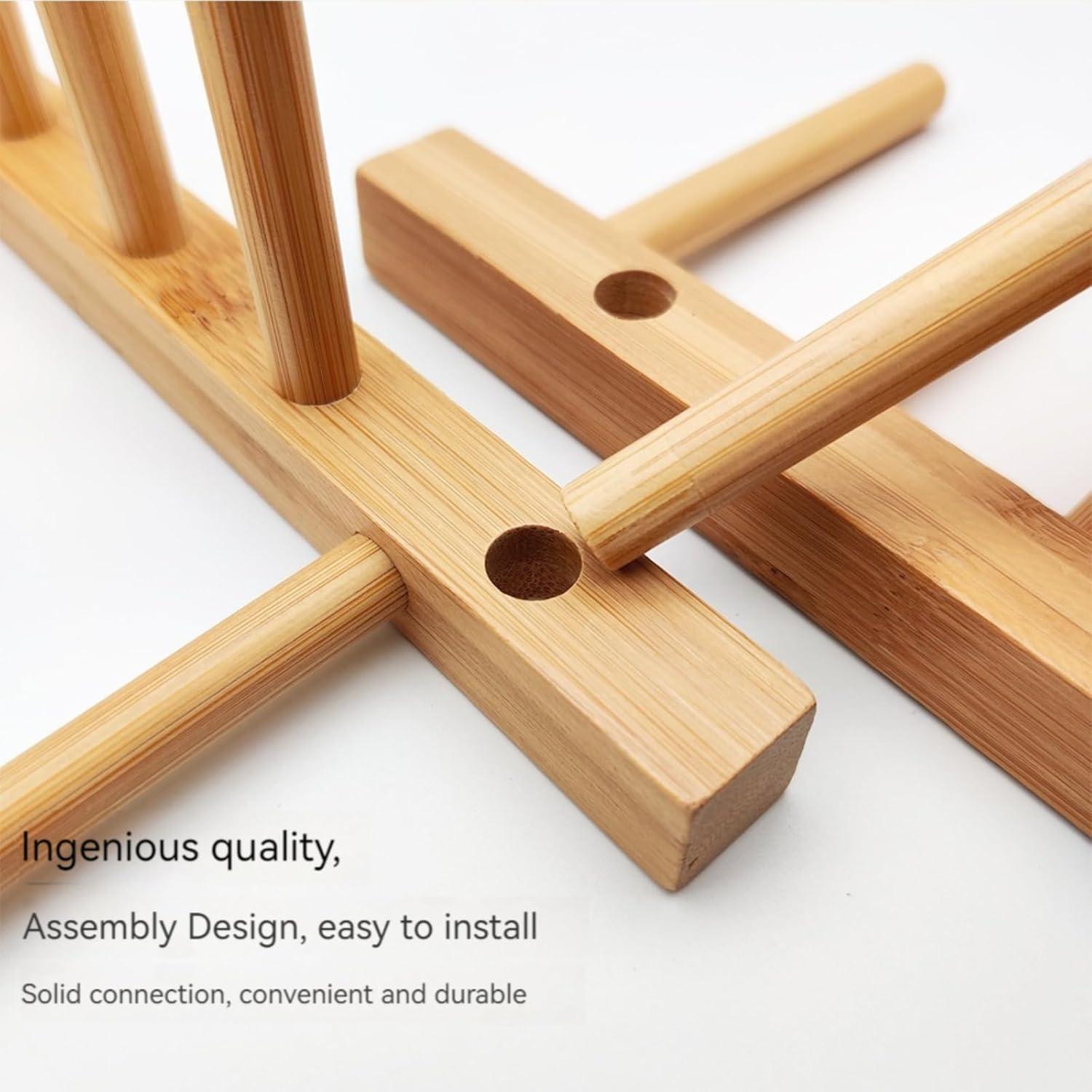 Soporte para Secar Platos de Bambú BVLJOY - Organizador de Cocina