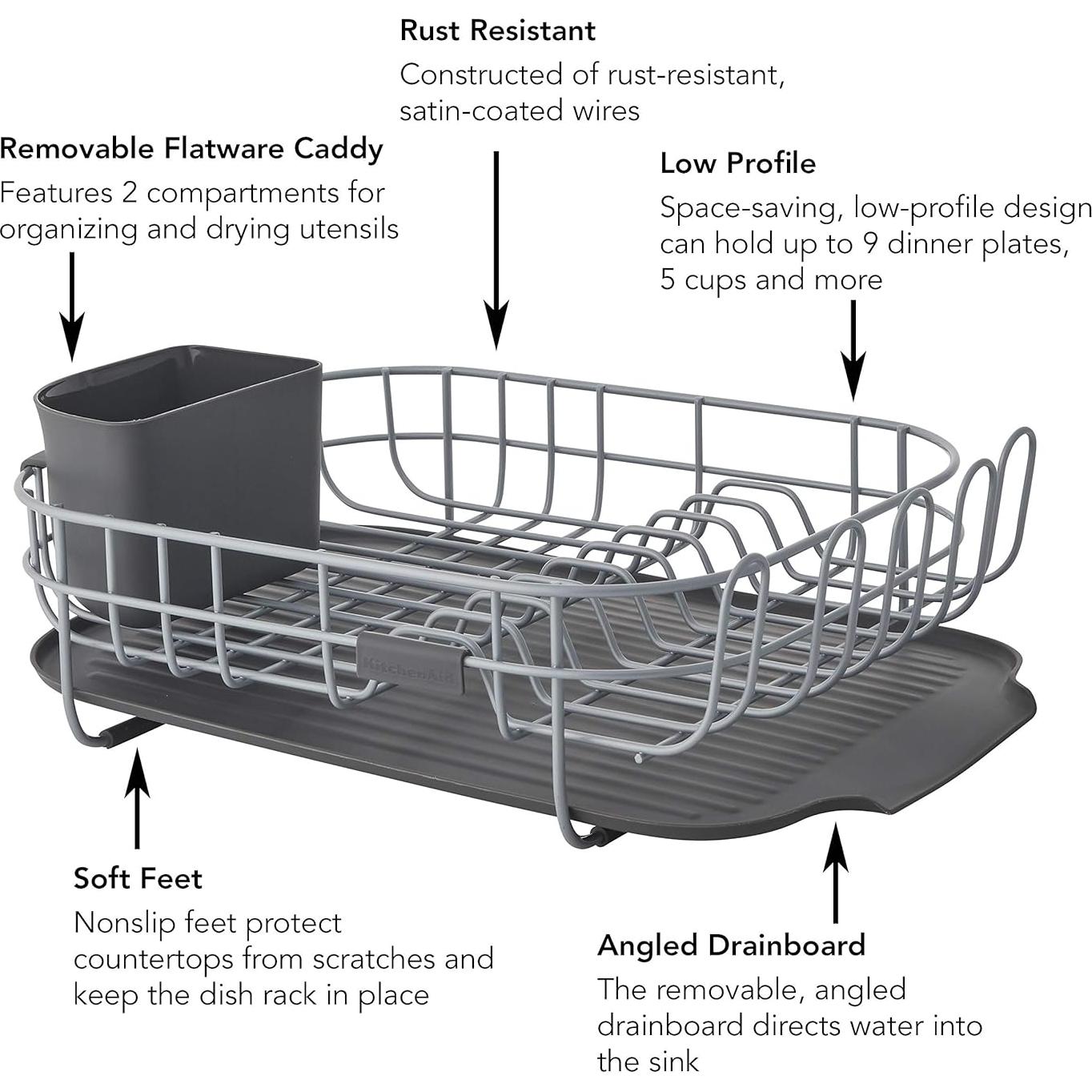 Escurridor de Platos KitchenAid de Acero al Carbono 32x45cm