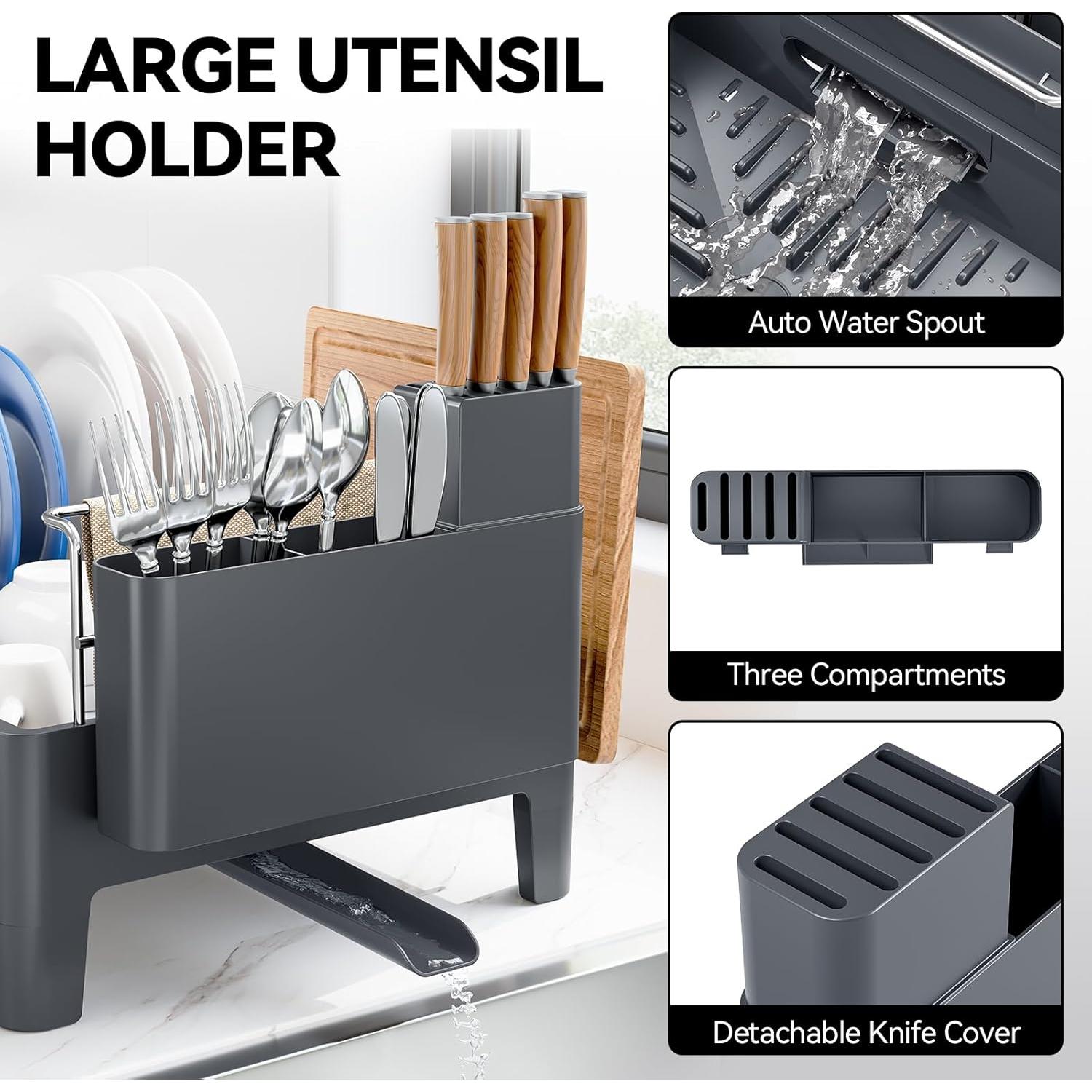 Escurridor de Platos Expandible Urackify Acero Inoxidable Gris