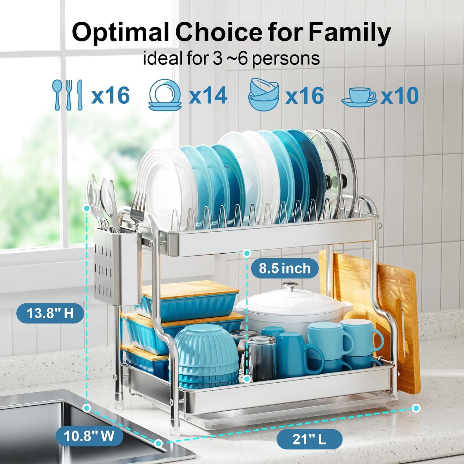 Estante para Secar Platos GSlife Acero Inoxidable 2 Niveles 53 cm
