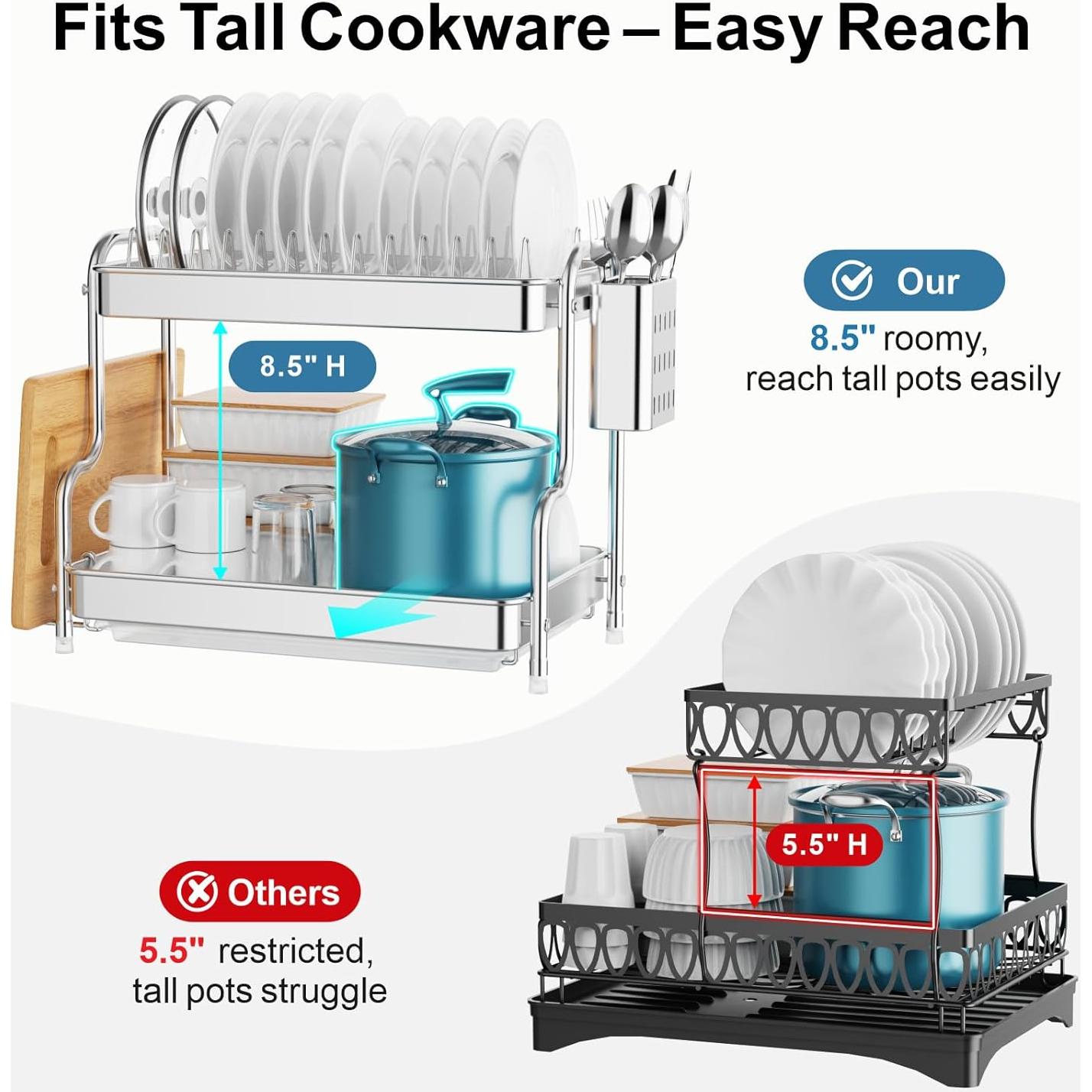 Estante para Secar Platos GSlife Acero Inoxidable 2 Niveles 53 cm