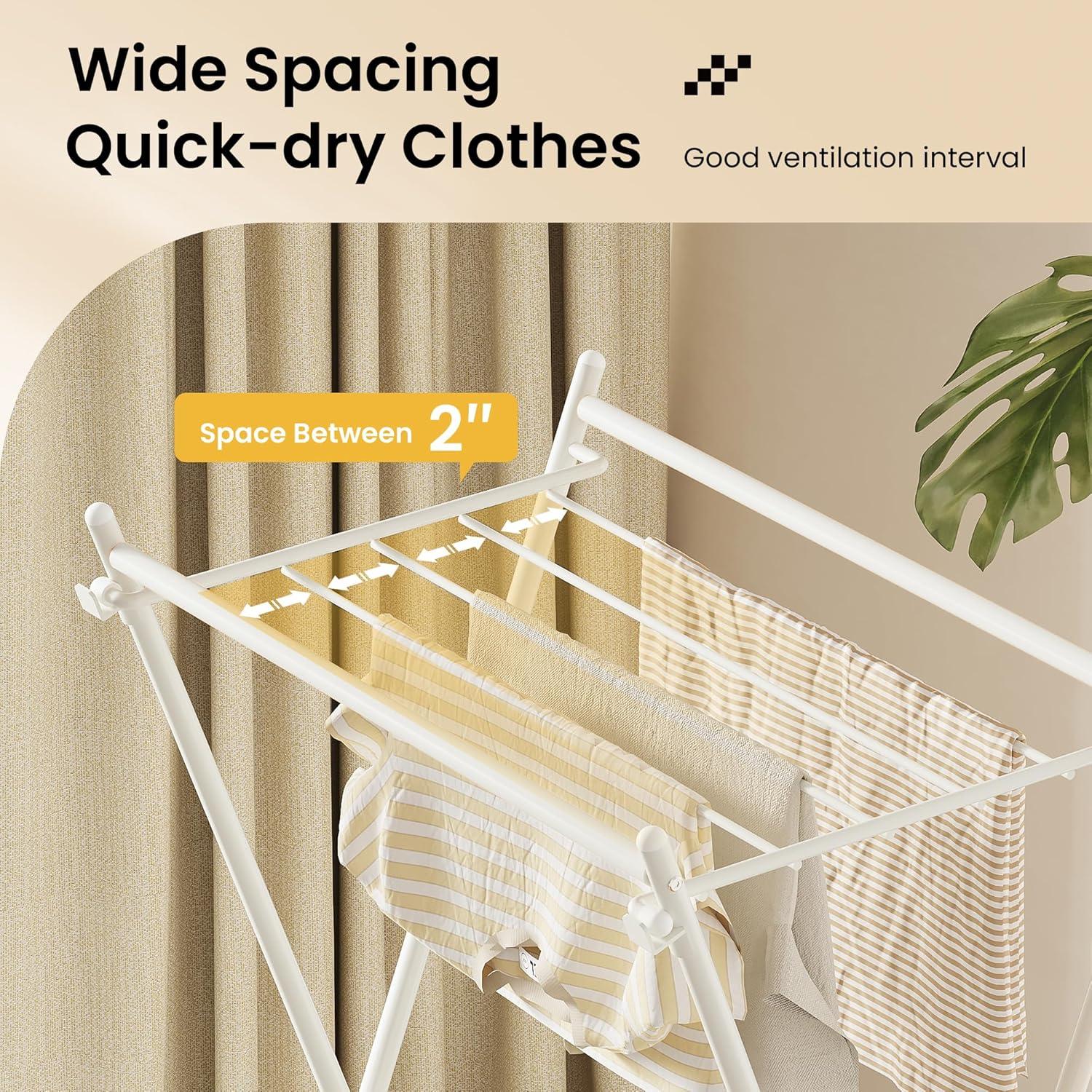 Soporte Plegable para Secar Ropa GameGem - Acero Carbono, Blanco