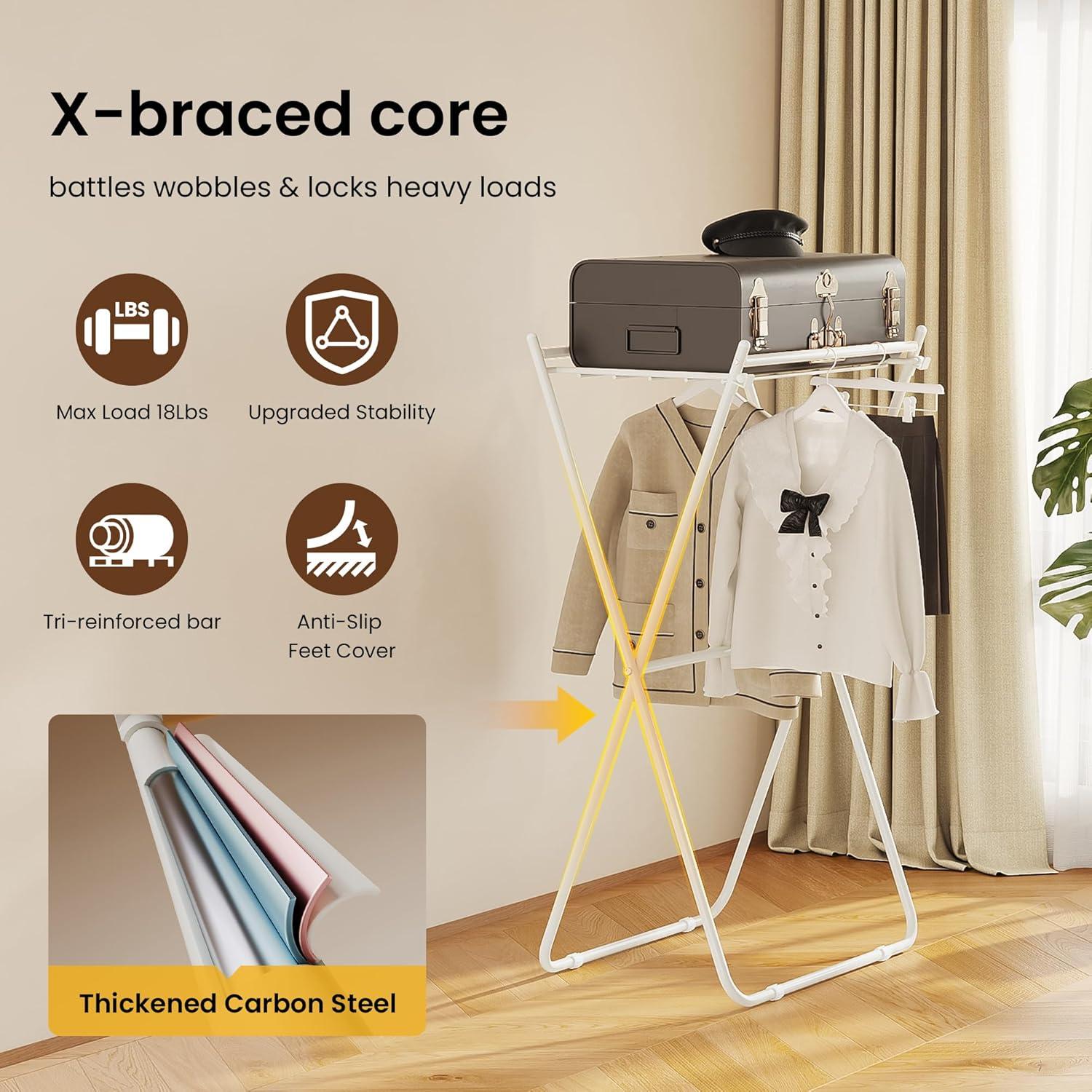 Soporte Plegable para Secar Ropa GameGem - Acero Carbono, Blanco