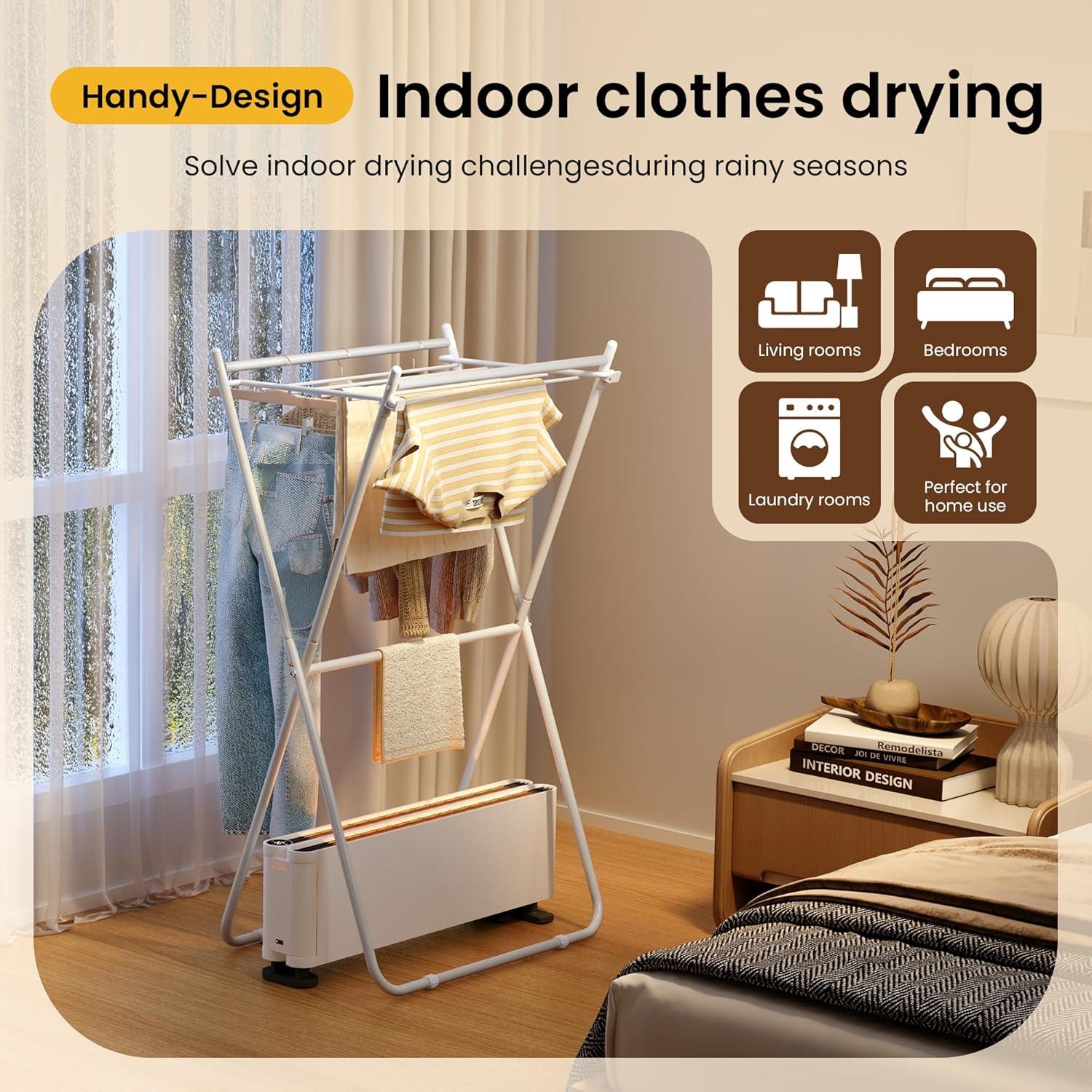 Soporte Plegable para Secar Ropa GameGem - Acero Carbono, Blanco