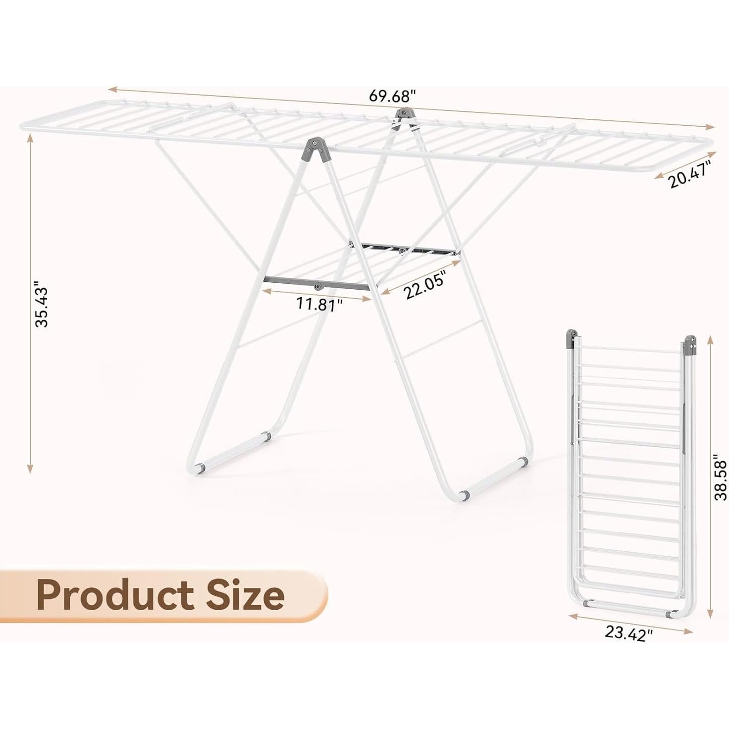 Perchero Plegable APEXCHASER para Secar Ropa Blanco Ajustable