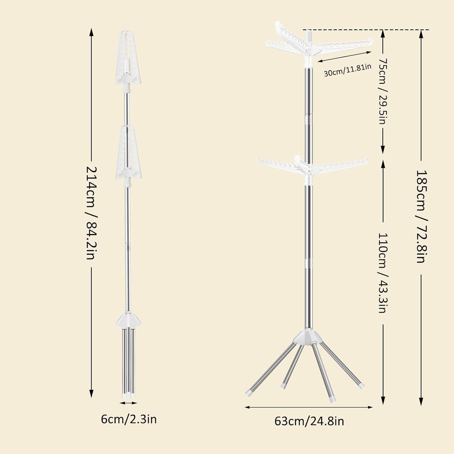 Perchero Plegable SUYU de 2 Niveles, Acero Inoxidable, 182.88 cm