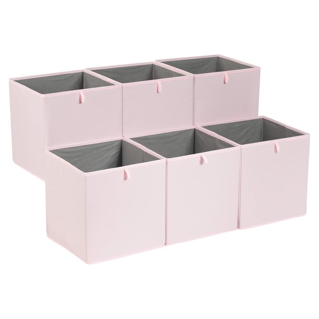 Cestas Organizadoras Plegables Amazon Basics 33x38 cm Rosa - Paquete de 6