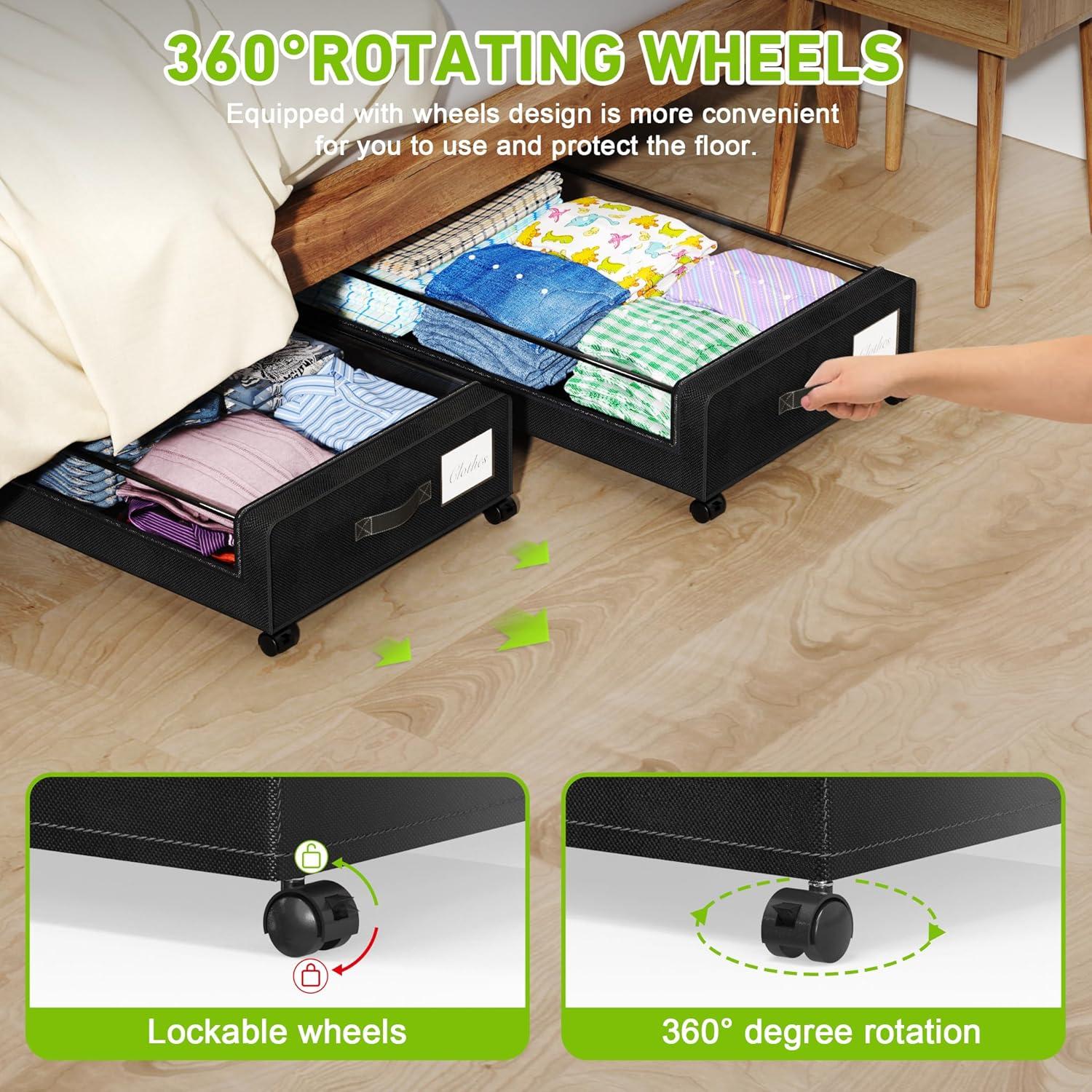 Contenedor de Almacenamiento Bajo la Cama Tututry 60L Negro