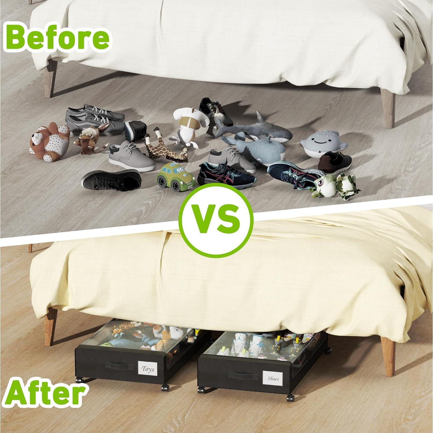 Contenedor de Almacenamiento Bajo la Cama Tututry 60L Negro