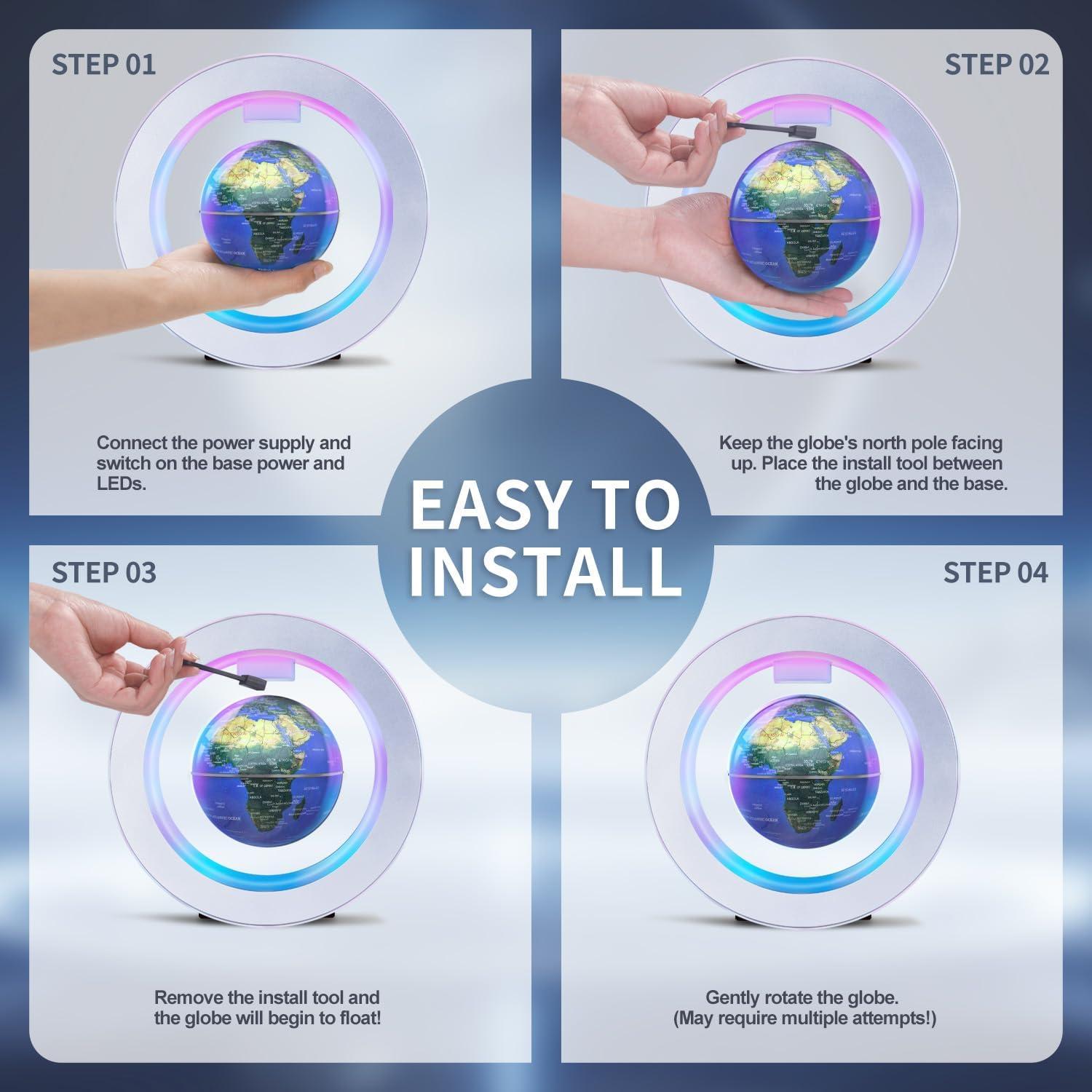 Globo Flotante Magnético Poojaed 22.5 cm con Luz LED