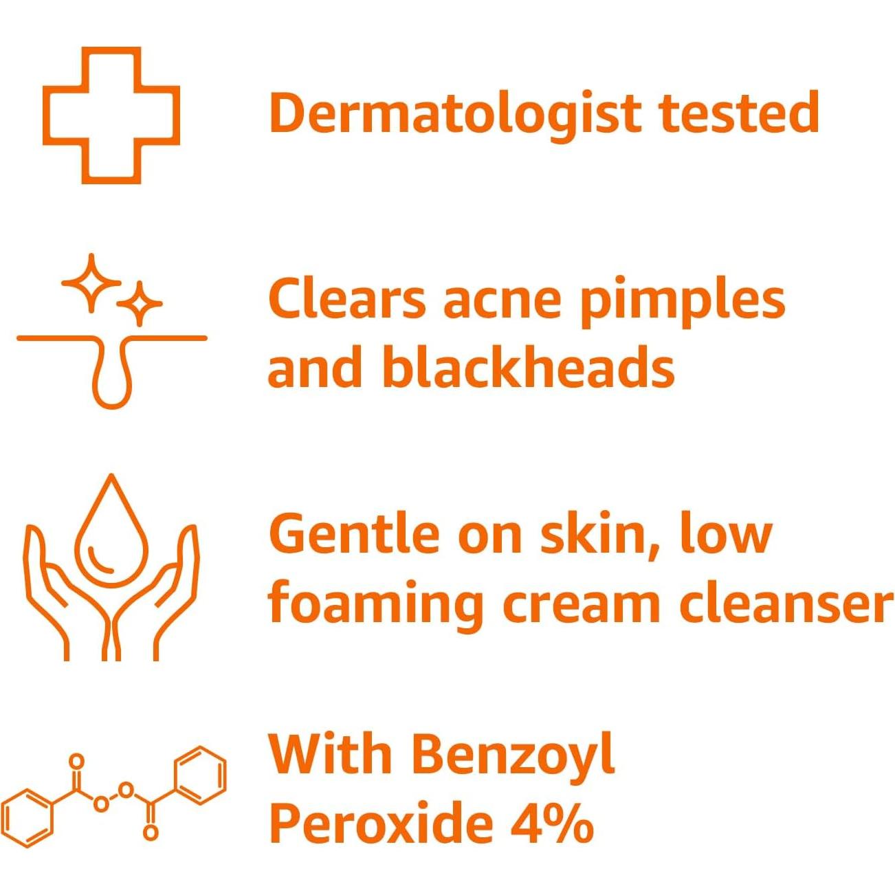 Limpiador de Crema para Acné Amazon Basics 148ml 4% Peróxido